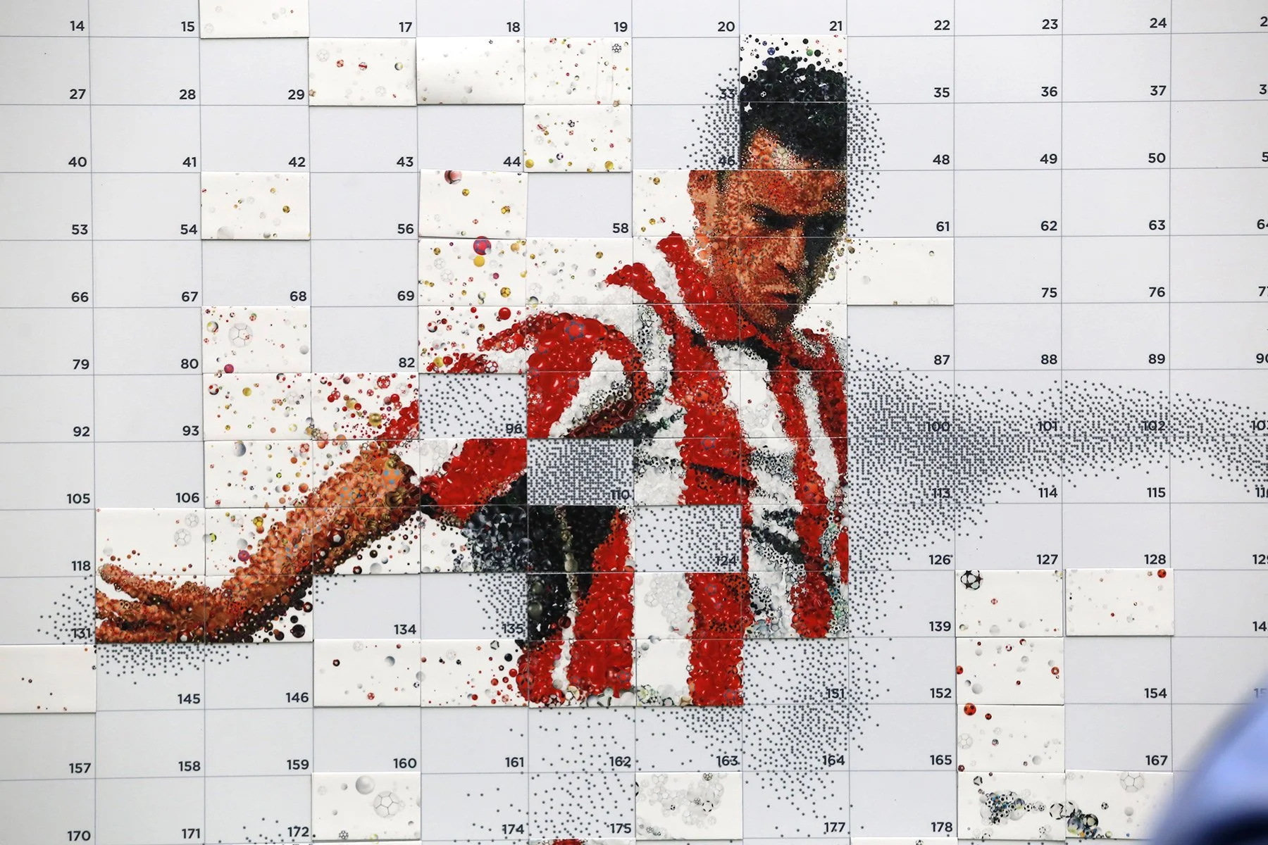  Football player mosaic, Stelios Giannakopoulos, made from millions of football balls for an interactive event 