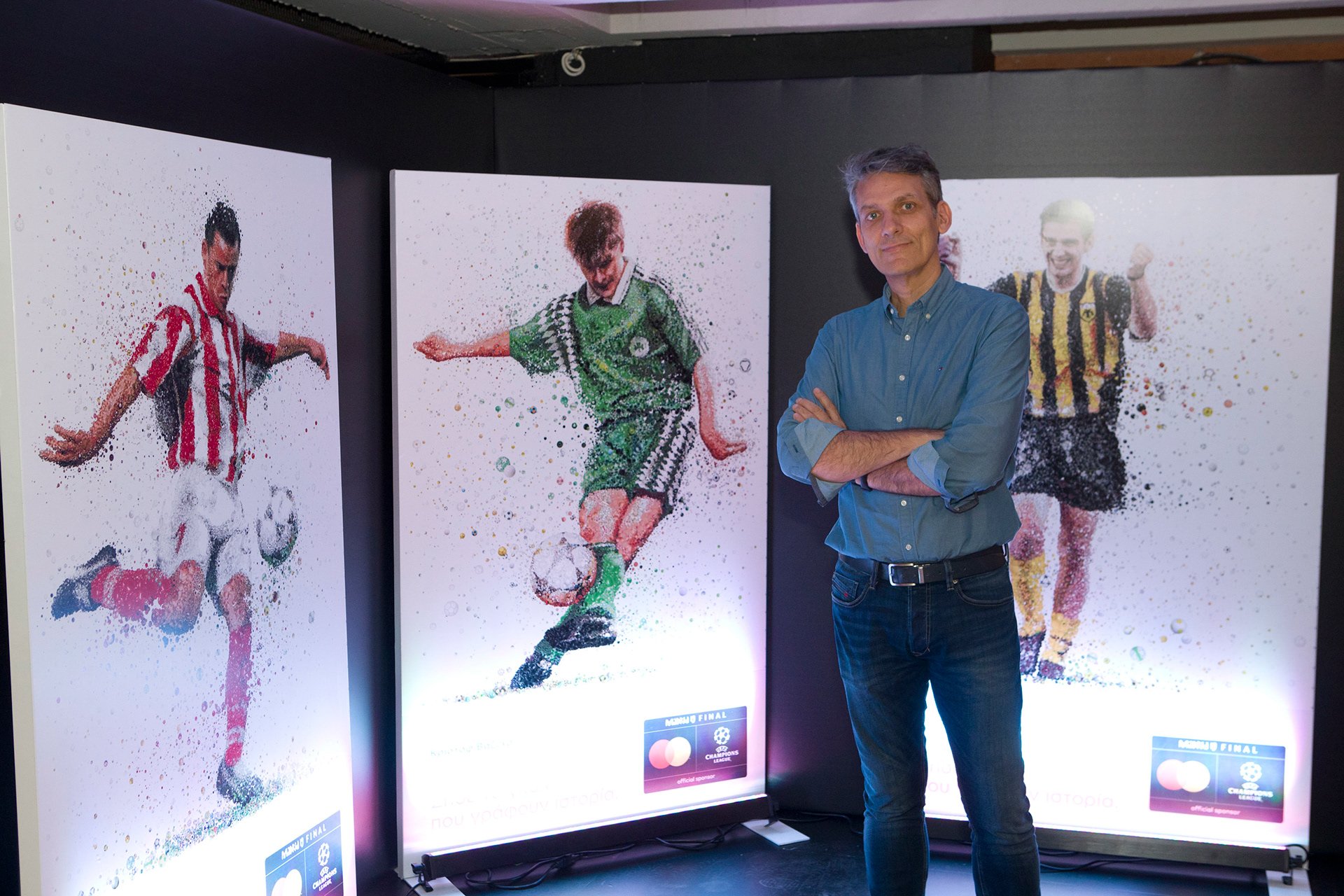  Mural football mosaic creations with the artist, sports art illustrations 