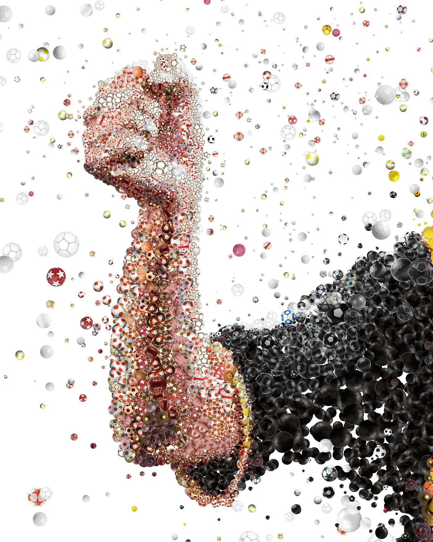  Hand of a football player in mosaic style digital sport illustration 
