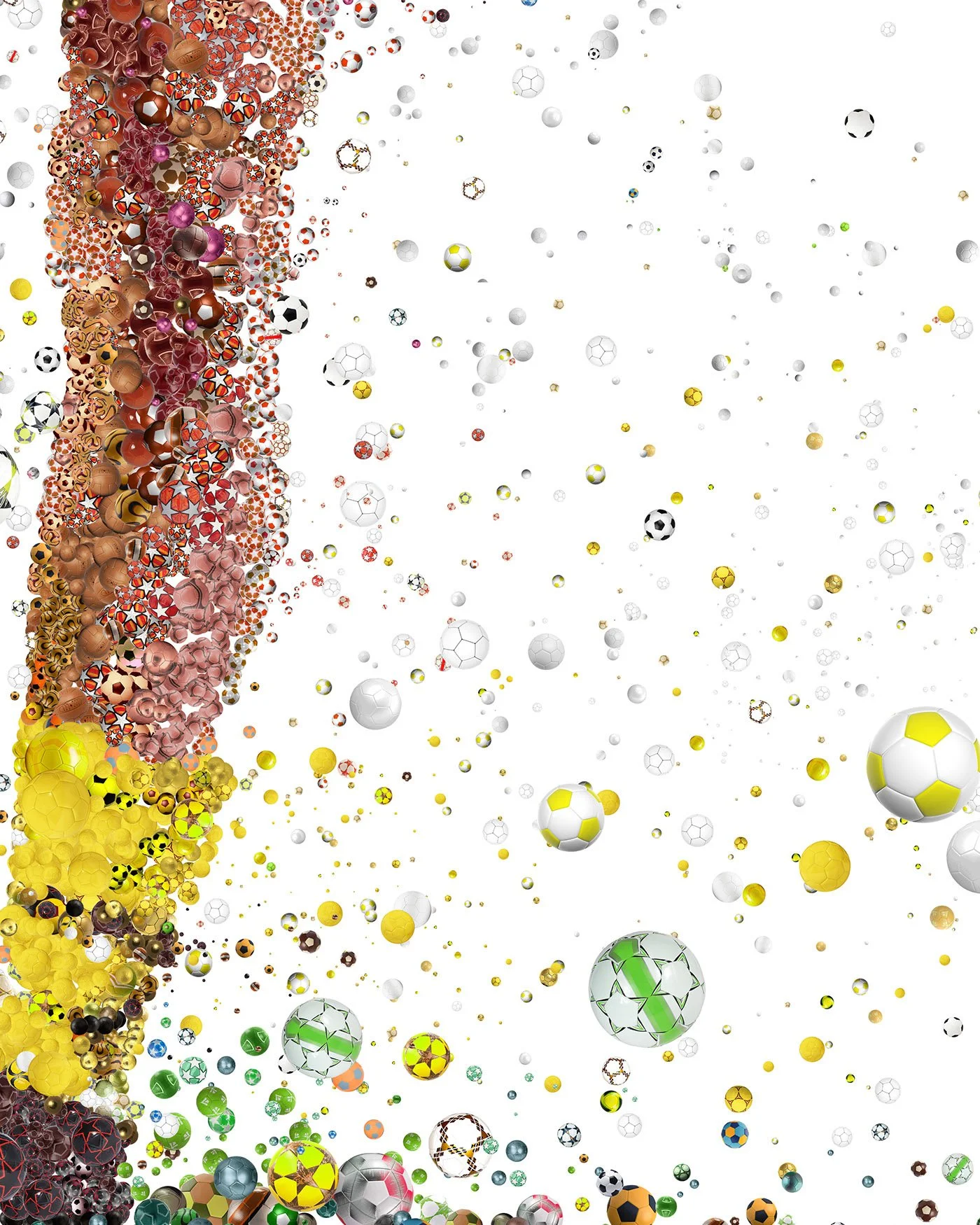  Millions of balls in the air in a digital 3D mosaic art detail 