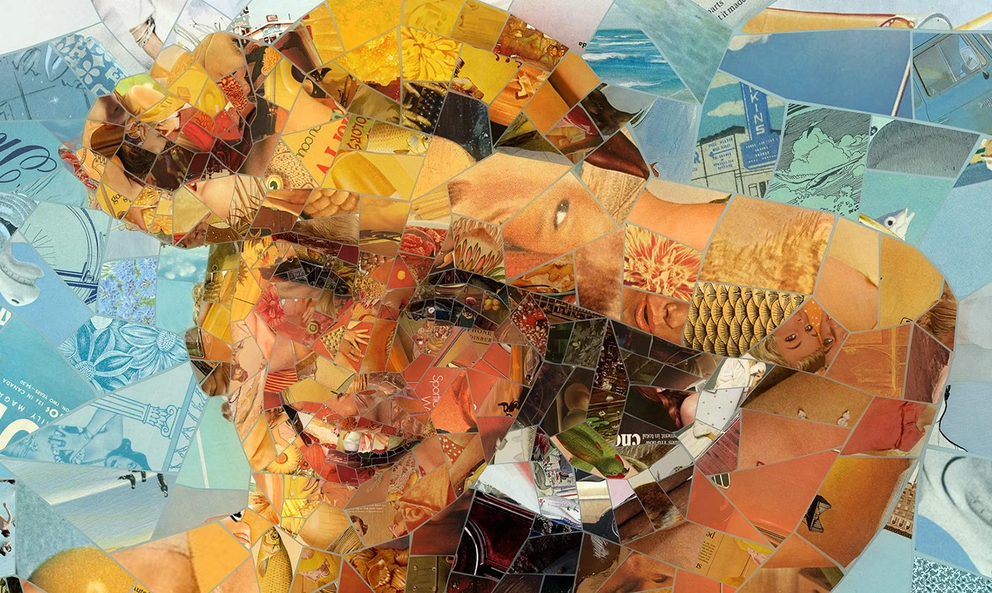  Endless Summer mosaic, individual polygon fragments forming a smiling face 
