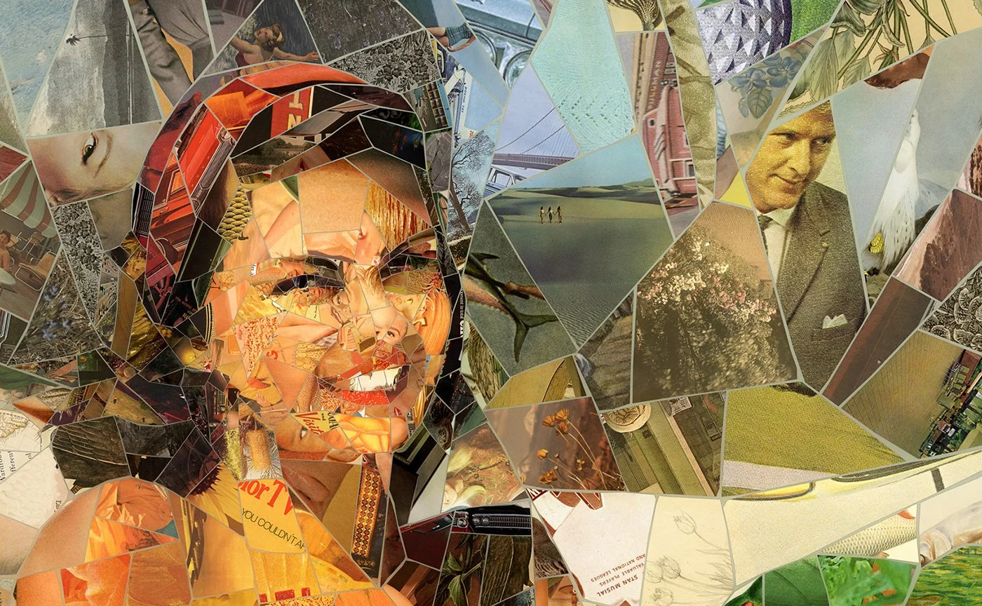 Endless Summer mosaic, individual polygon fragments forming a smiling face 