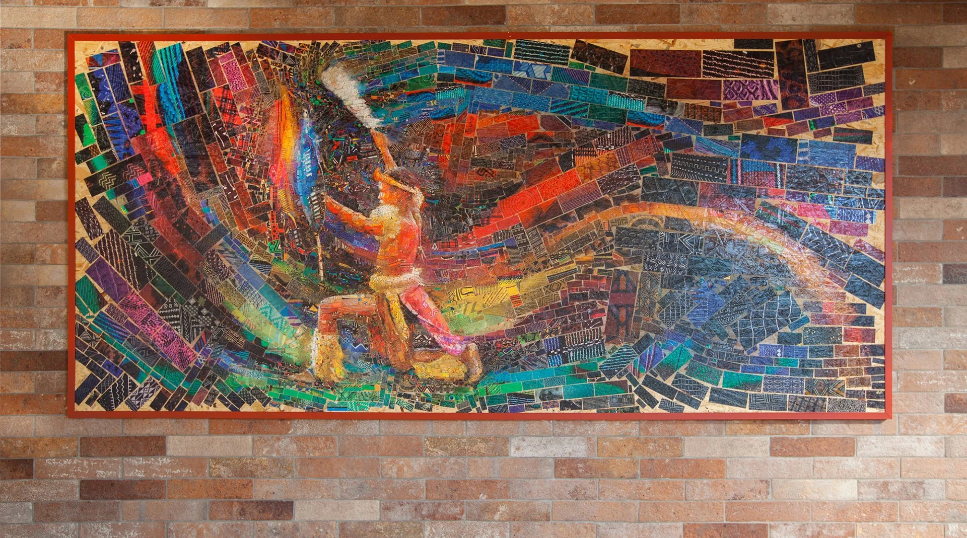  Zulu tradition, Fighting Kid in an African Contemporary Mosaic art 