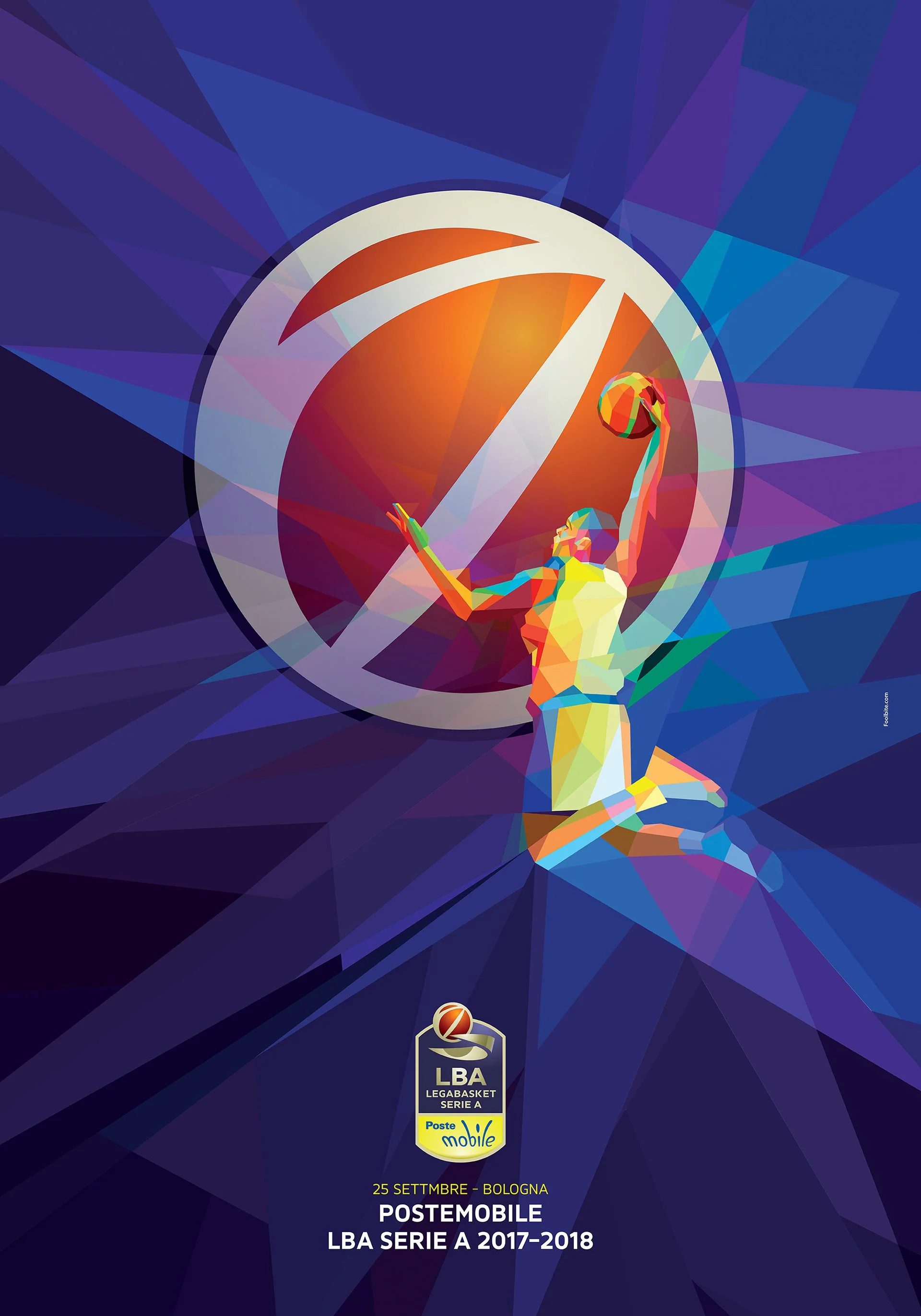   Neofuturistic basketball illustration on poster  