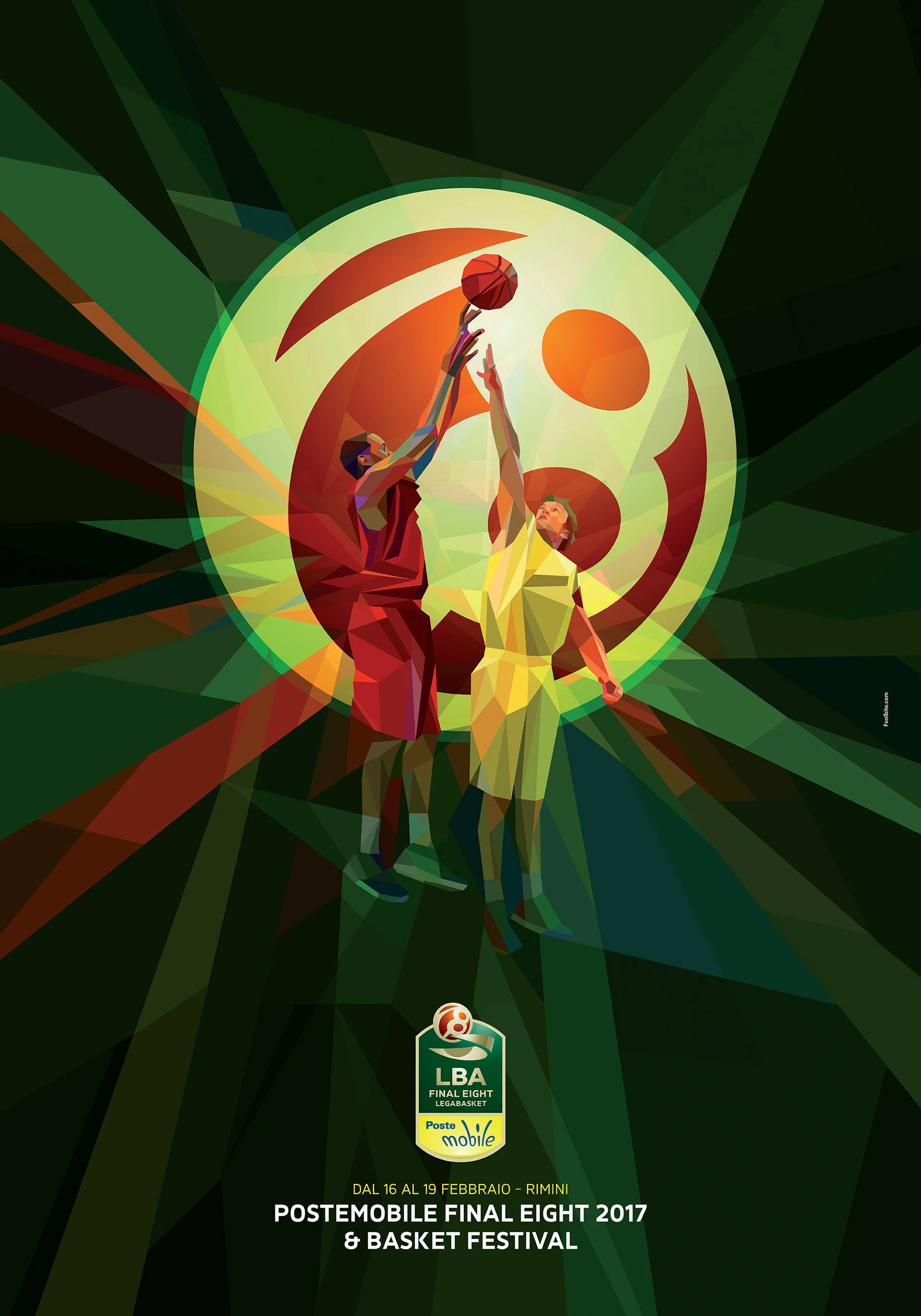   Super Cup poster – Italian basketball stars in geometric fragment style  