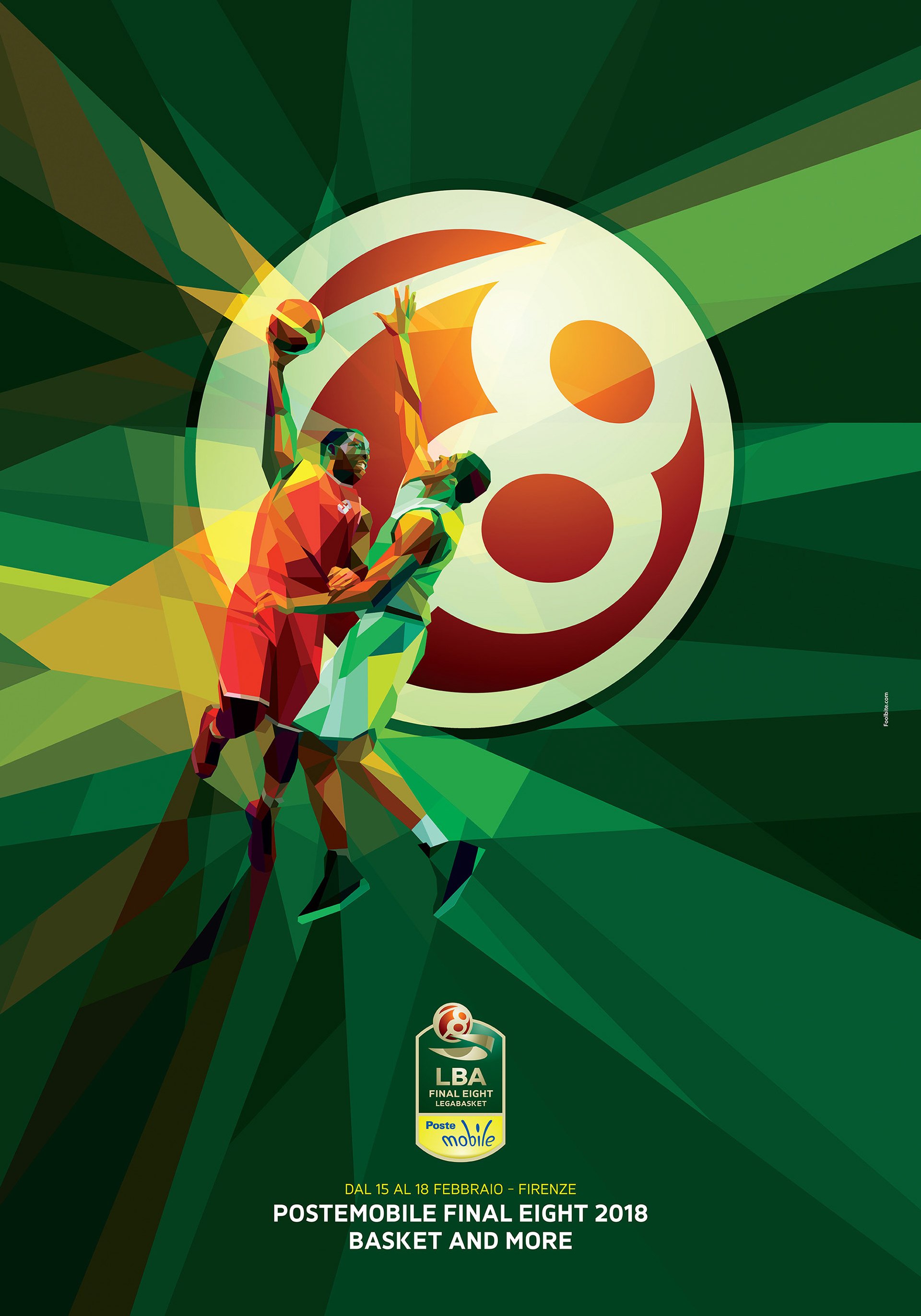   Super Cup poster – Italian basketball stars in geometric fragment style  