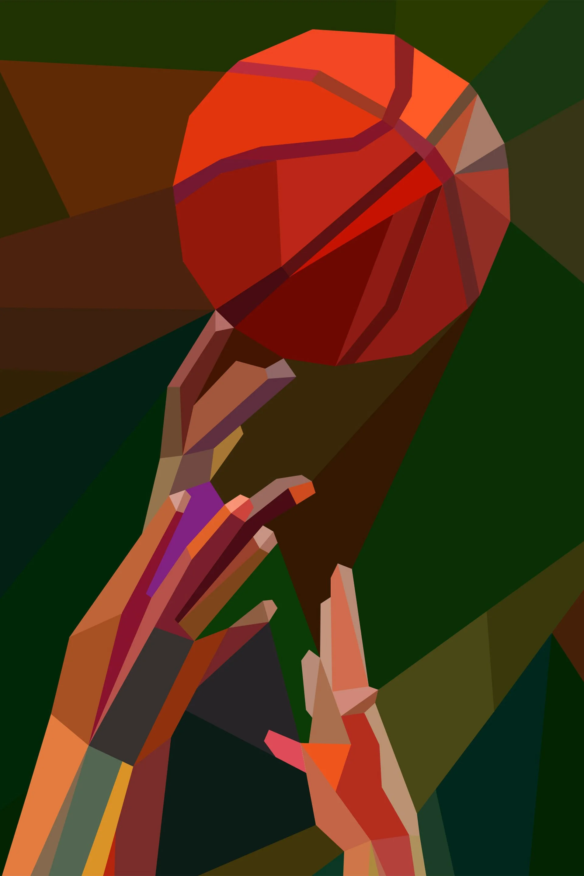   Close-up of neofuturistic basketball mosaic  