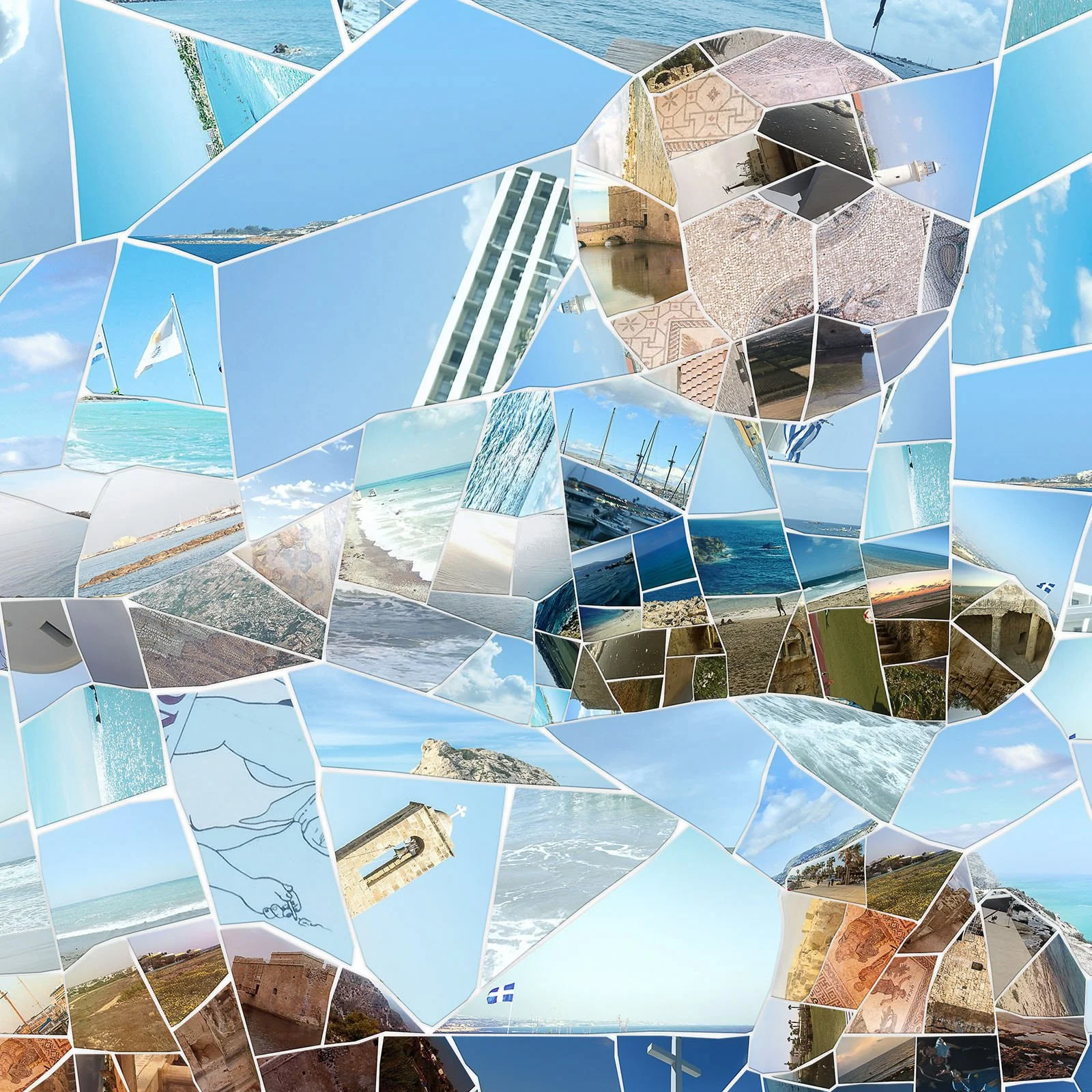   Mosaic detail highlighting the fusion of ancient Cyprus archaeology and modern sports branding.  