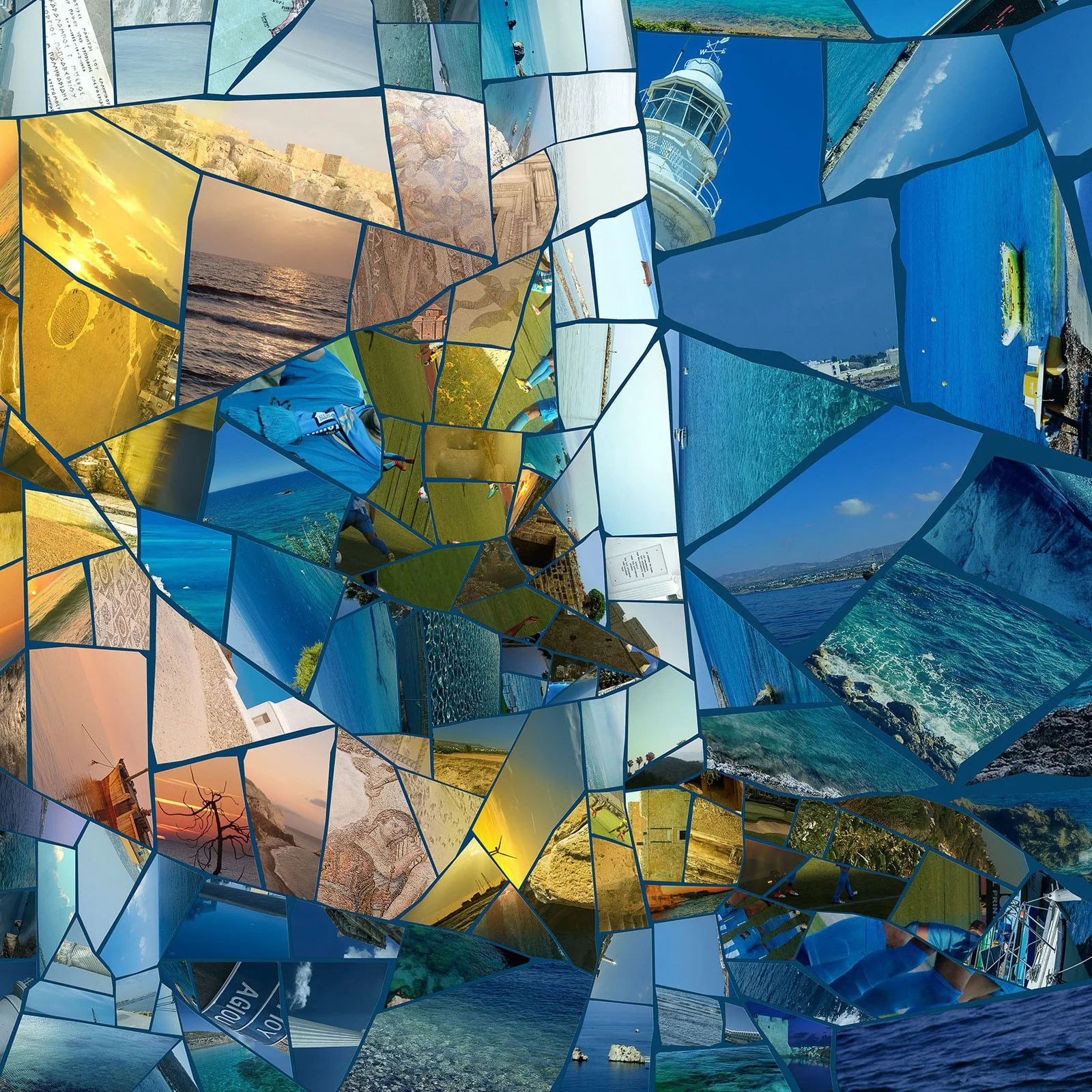   Detail view of photographic tiles celebrating Cyprus cultural identity through digital craftsmanship.  