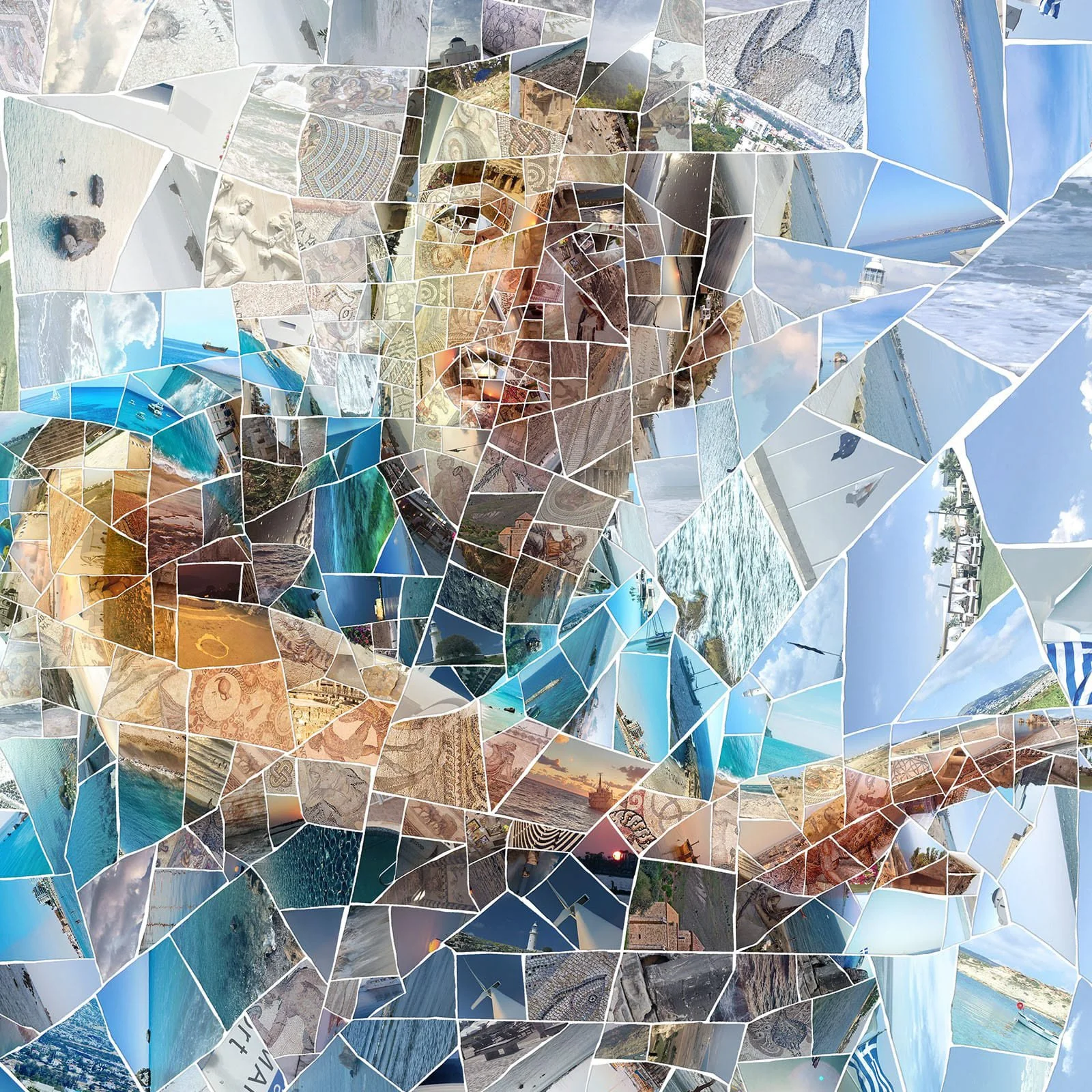   Detailed mosaic section where ancient Greek patterns meet contemporary Cyprus football heritage.  
