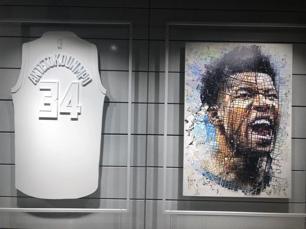   Giannis Antetokounmpo zone at Nike store – mosaic portrait  
