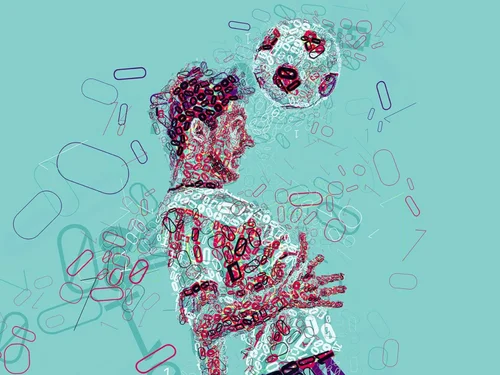 Footballer in Binary Code Mosaic, Eurowings