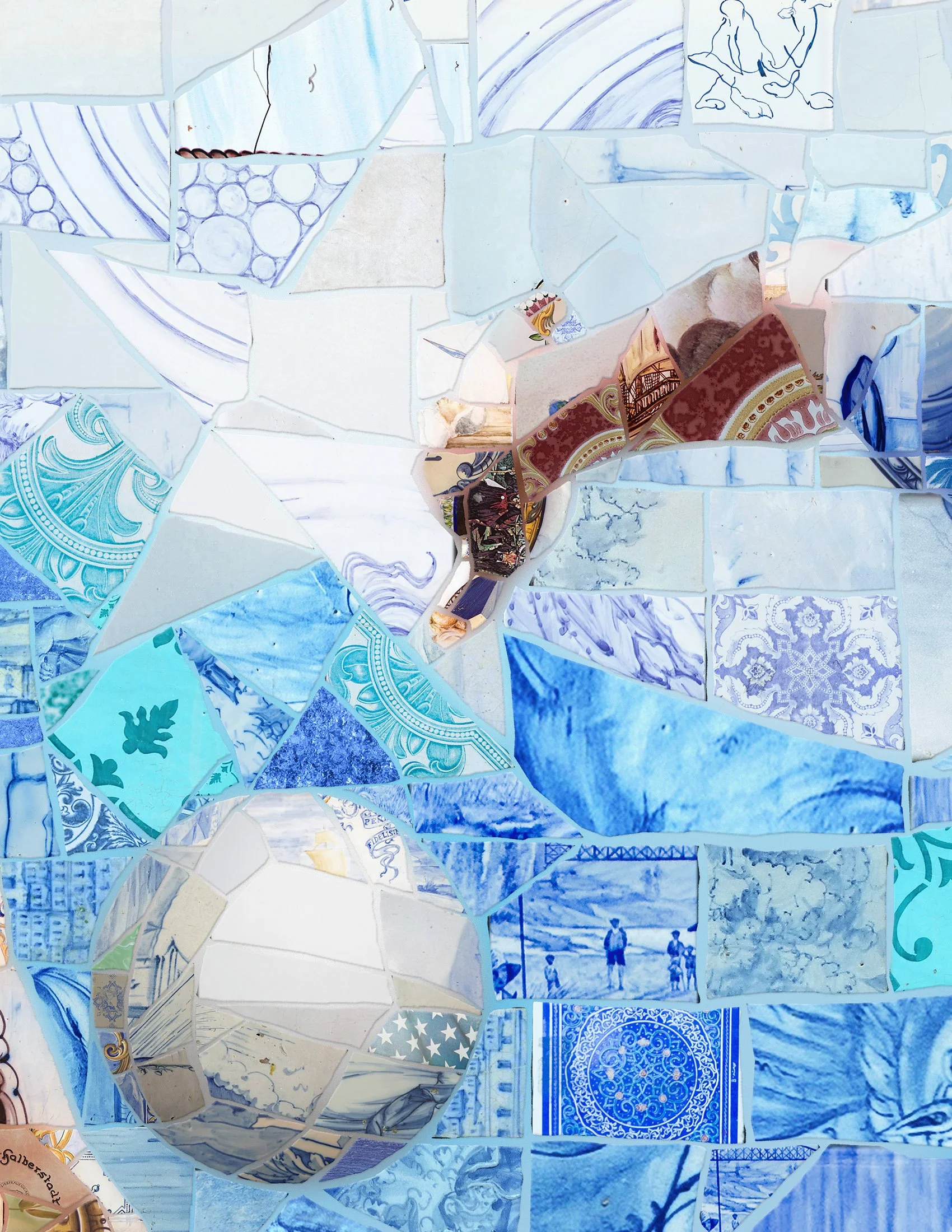  Volleyball sport illustration, digital mosaic artwork commission for the Olympics 