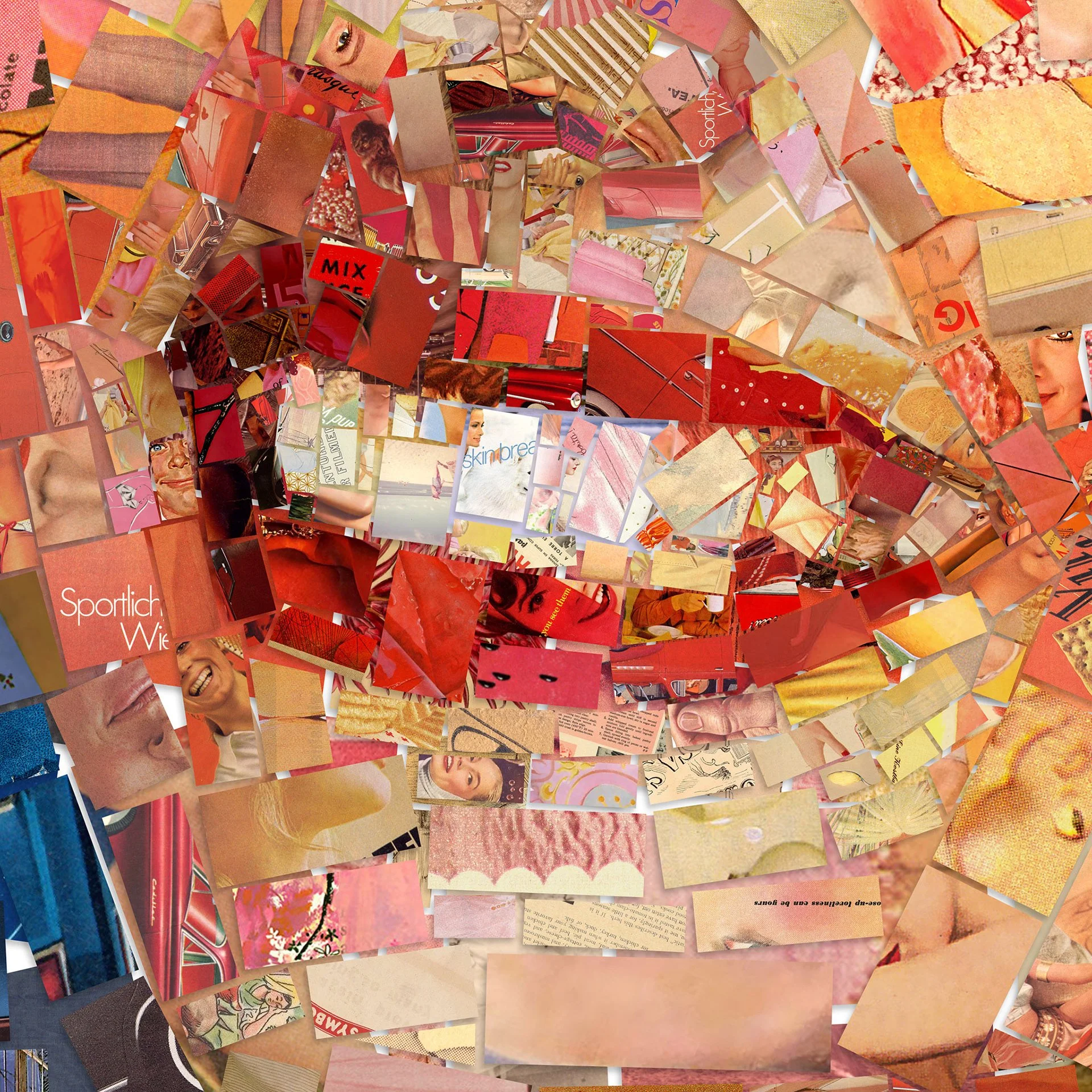   Vintage ephemera detail – old newspapers, catalogs, and brochures as mosaic tesserae  