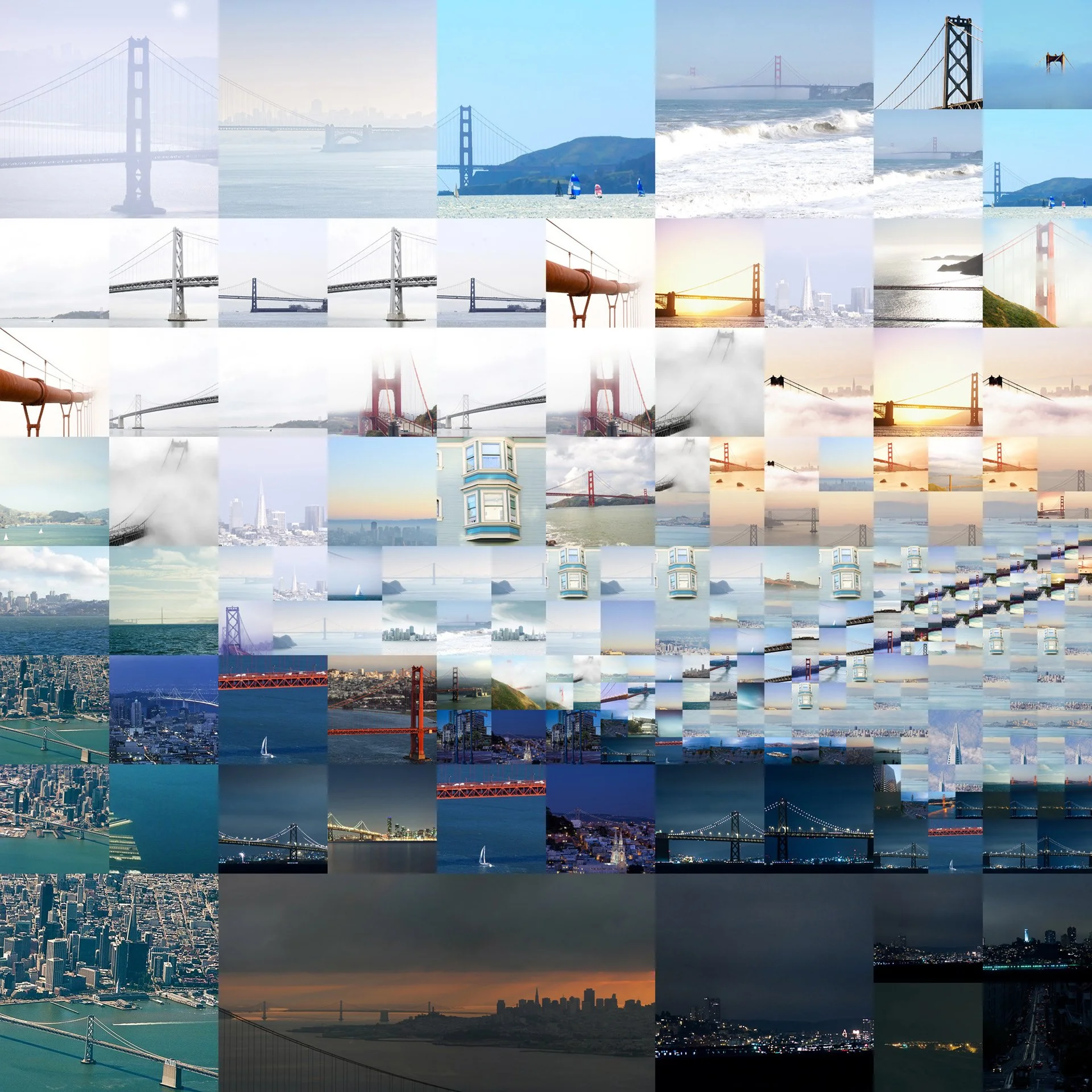  Mosaic of photos For Delta Airlines Sky Club in San Francisco, digital mural art 