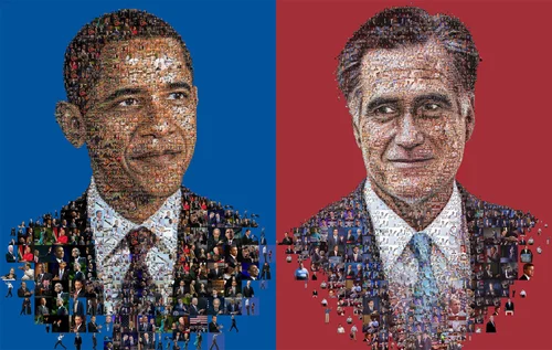 Obama vs Romney Mosaic Portraits, Huffington Post