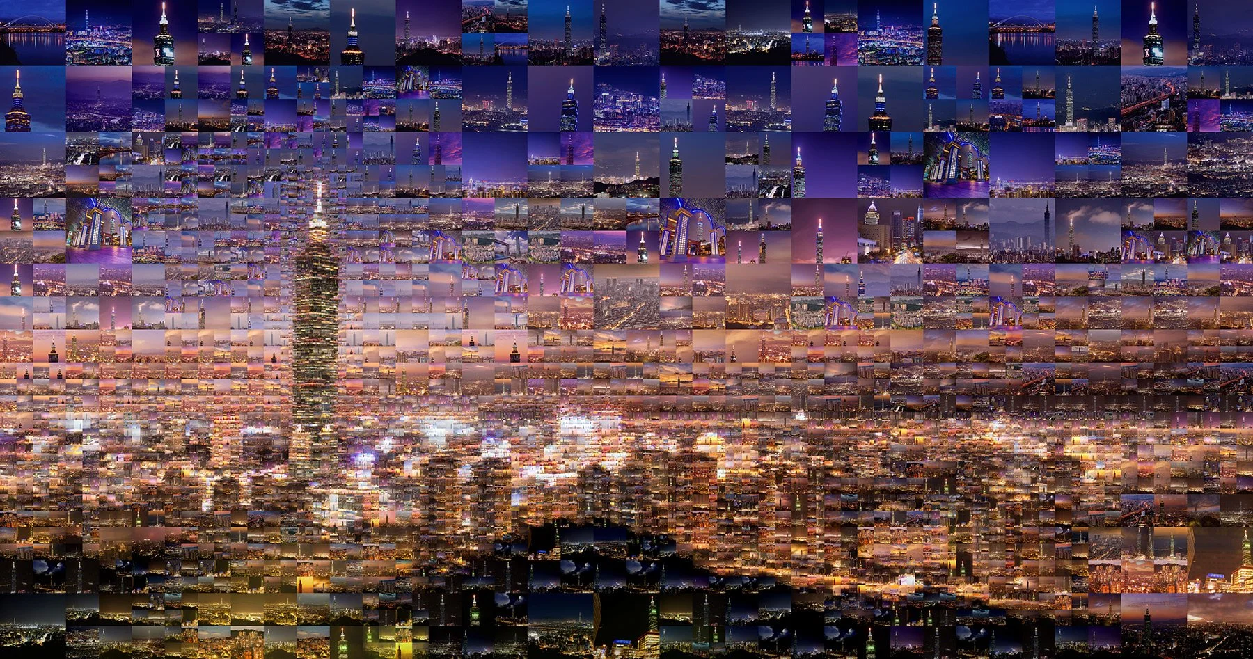   Taipei, Taiwan, mosaic illustration  