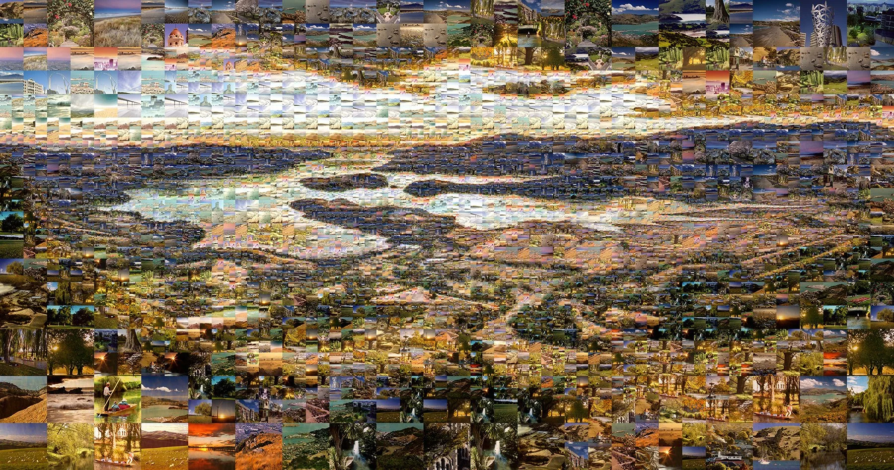   Christchurch, New Zealand, mosaic illustration  