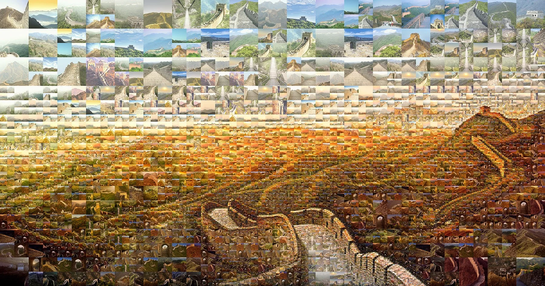   The Great Wall, China, mosaic illustration  