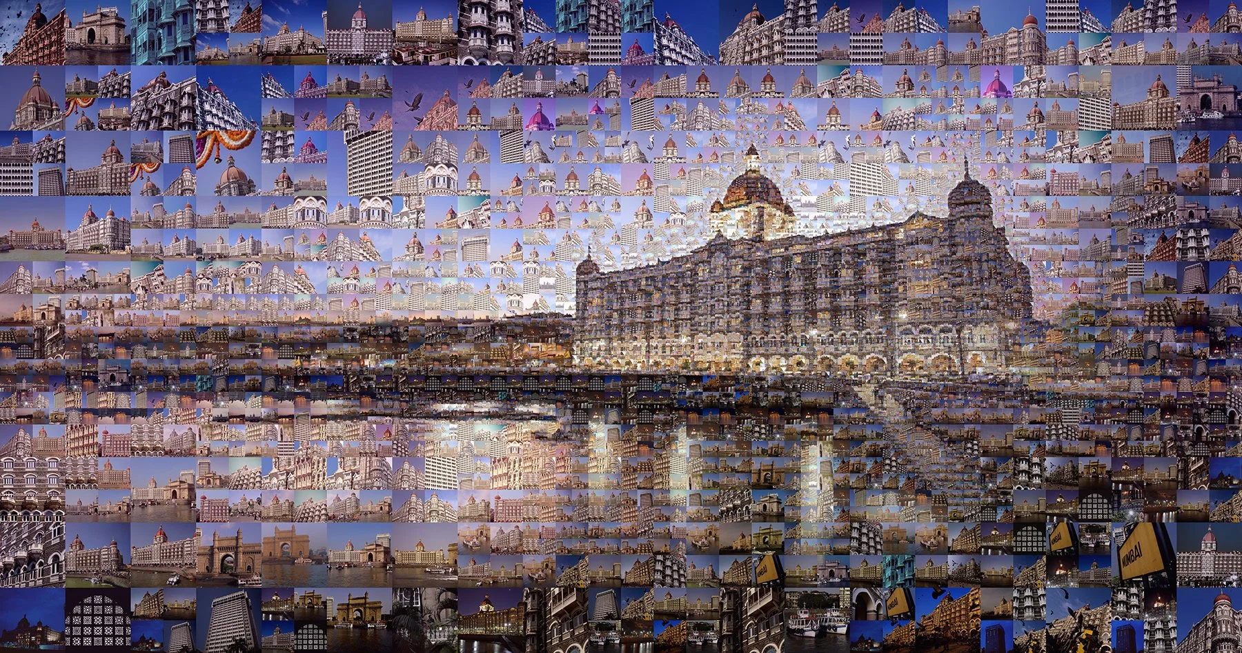  Mumbai, India, mosaic illustration  