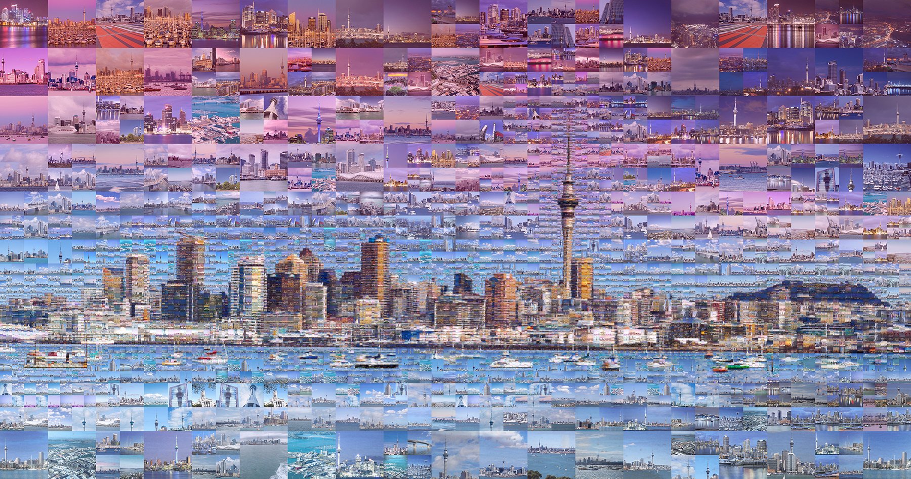  Auckland, New Zealand, mosaic illustration  