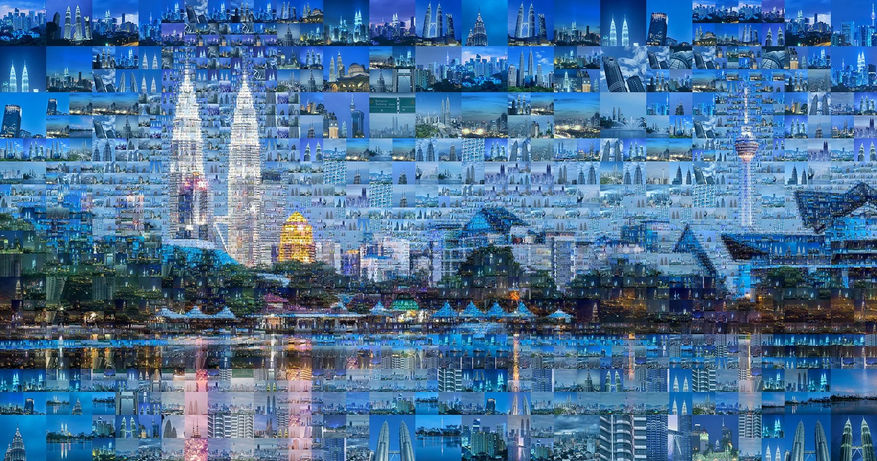   Kuala Lumbur, Malaysia, mosaic illustration  
