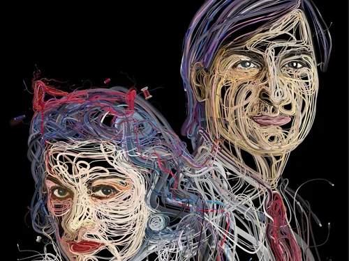 Coco Chanel and Steve Jobs Wire Portrait