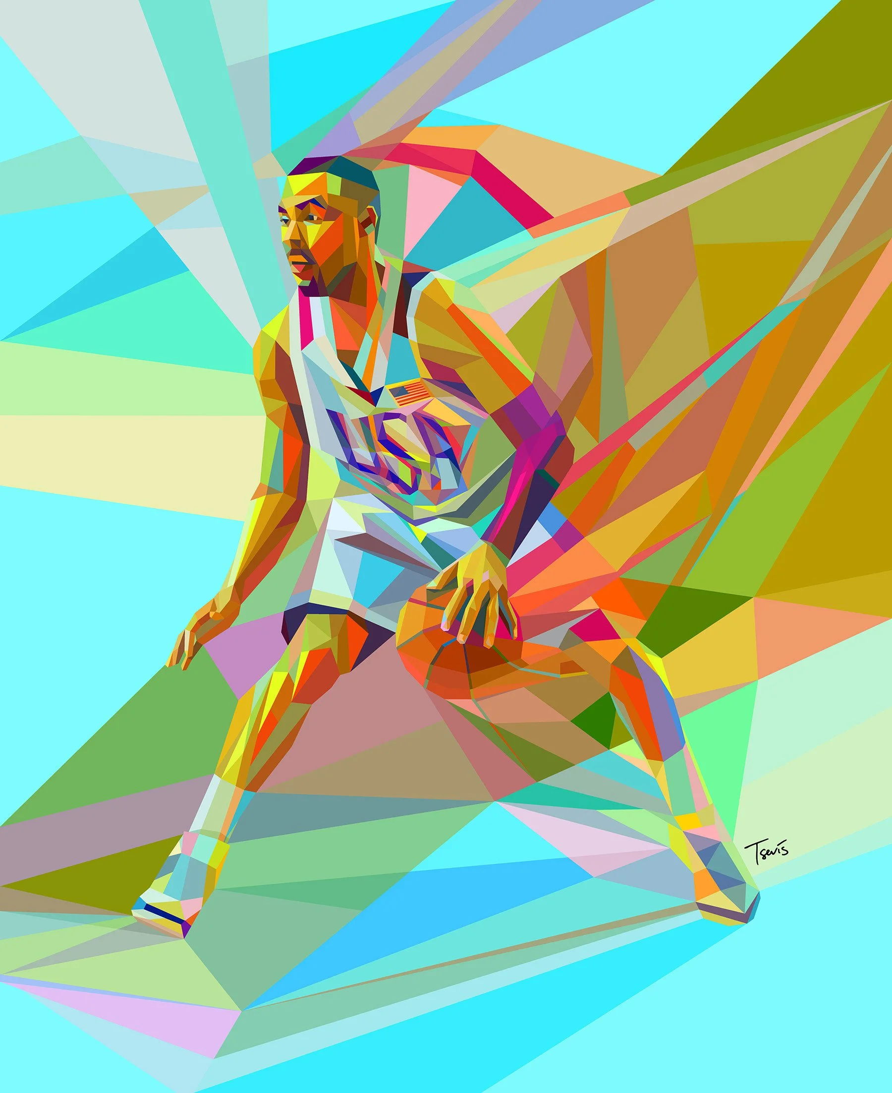  Neo-futuristic basketball vector – American athlete from US landmarks. 