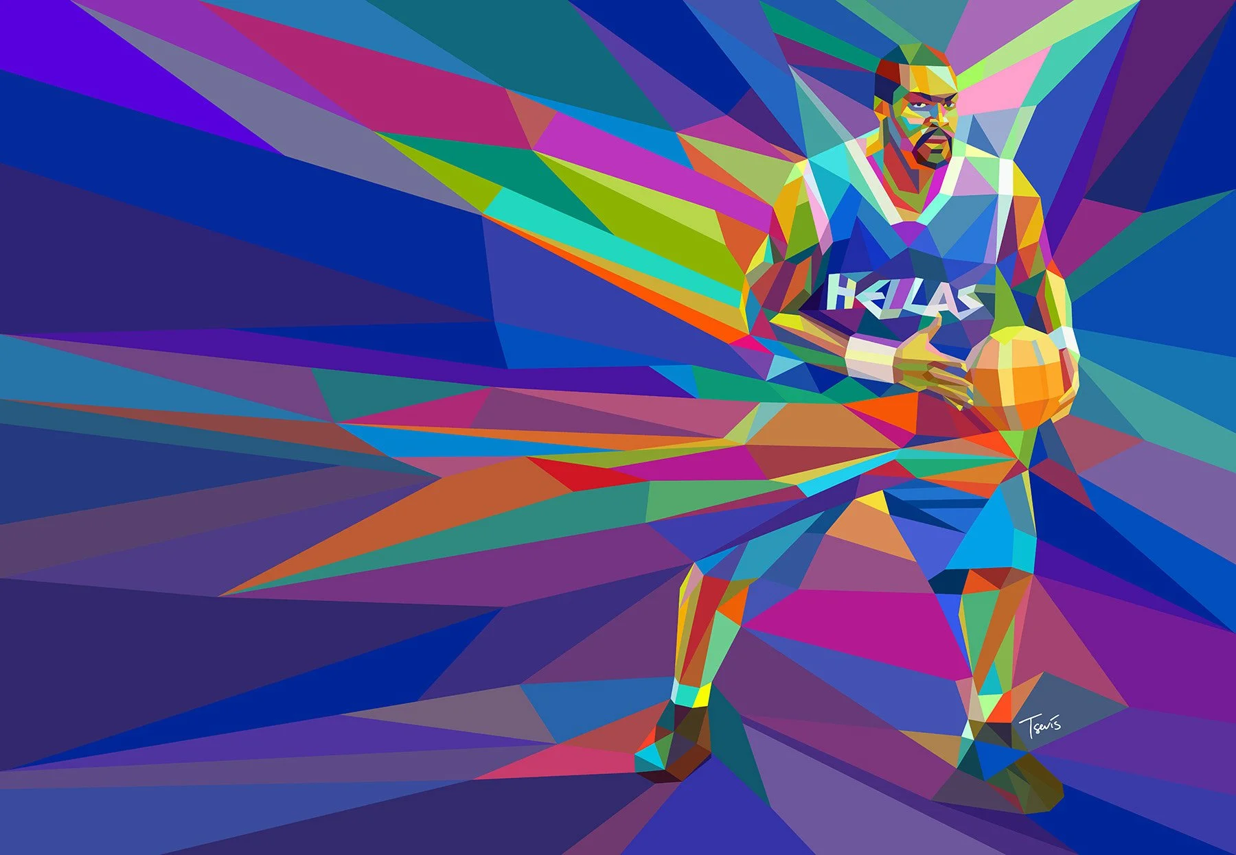   Neo-futuristic vector – Greek player FIBA World Championship inspiration.  