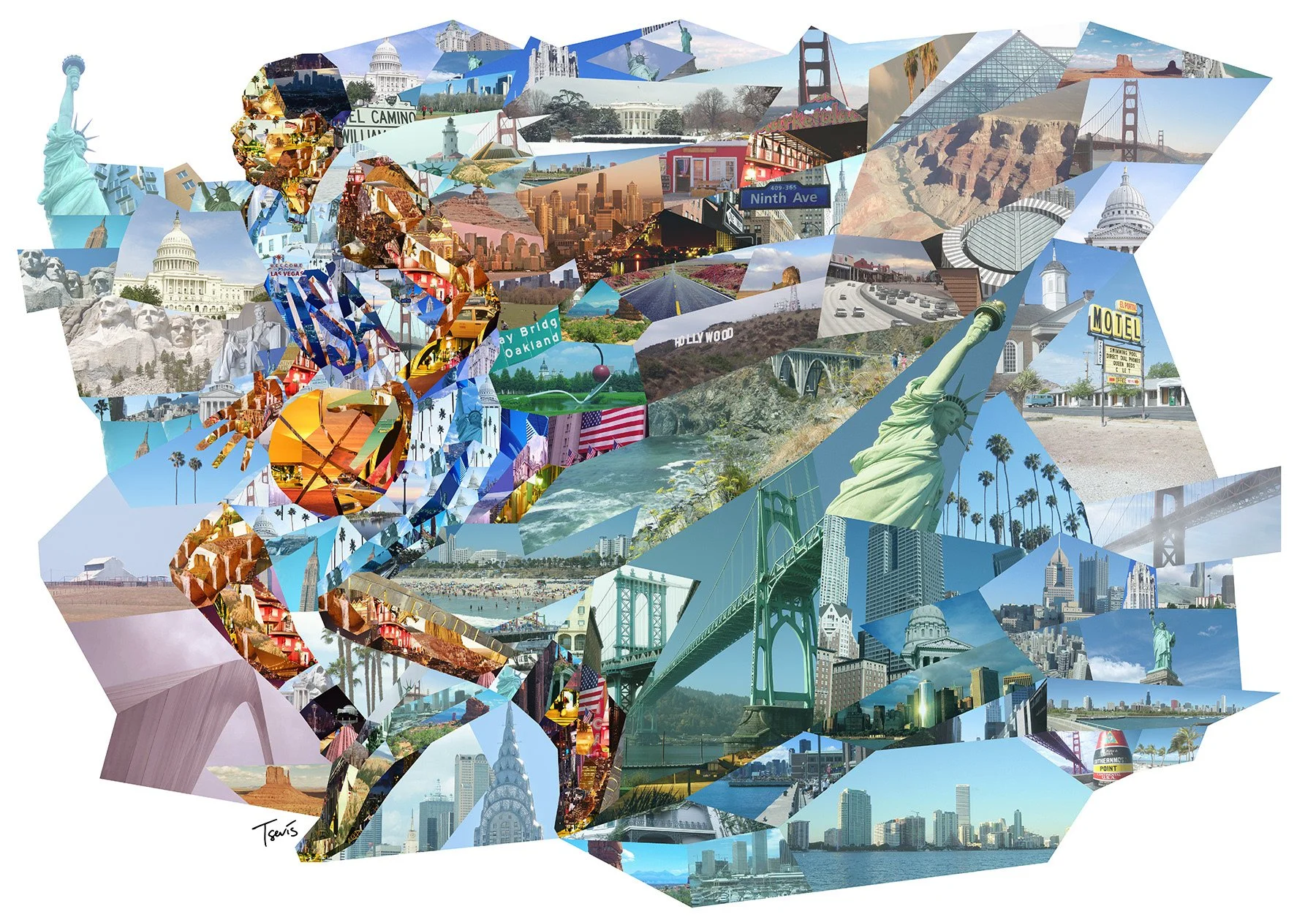   Neo-cubist basketball mosaic – US athlete  
