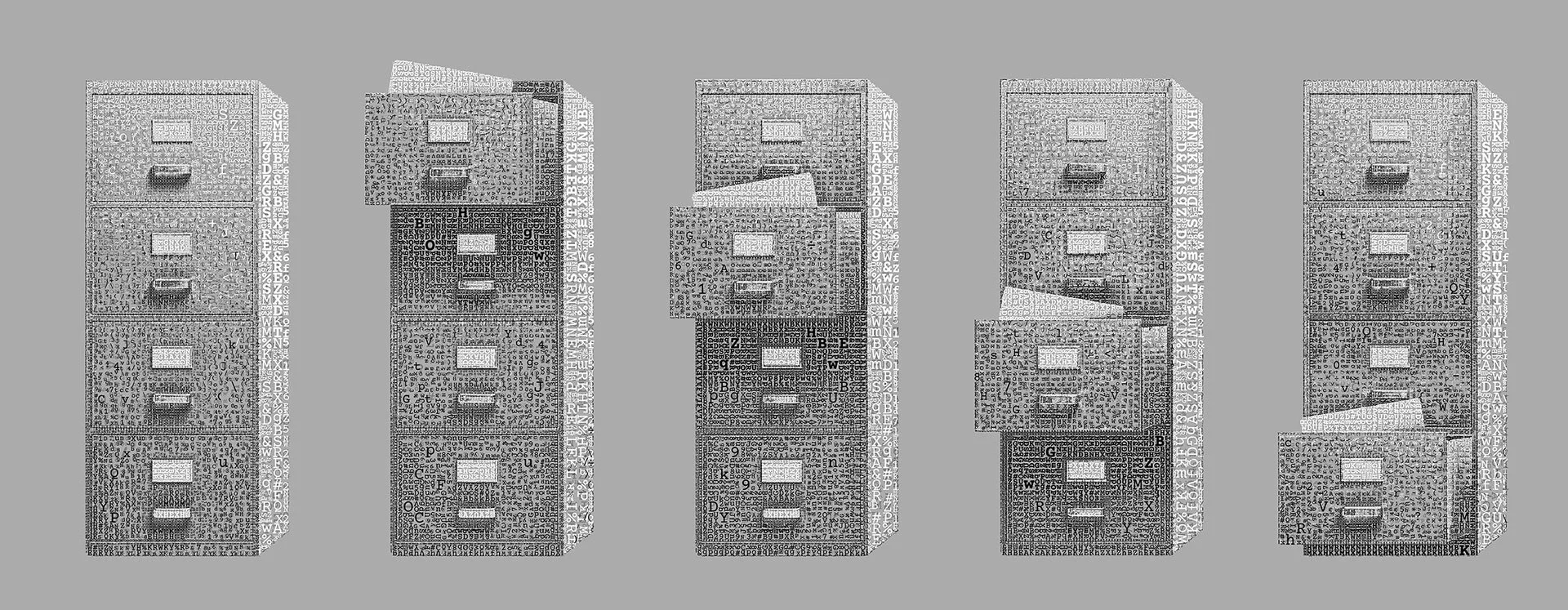 Office drawer typographic mosaic