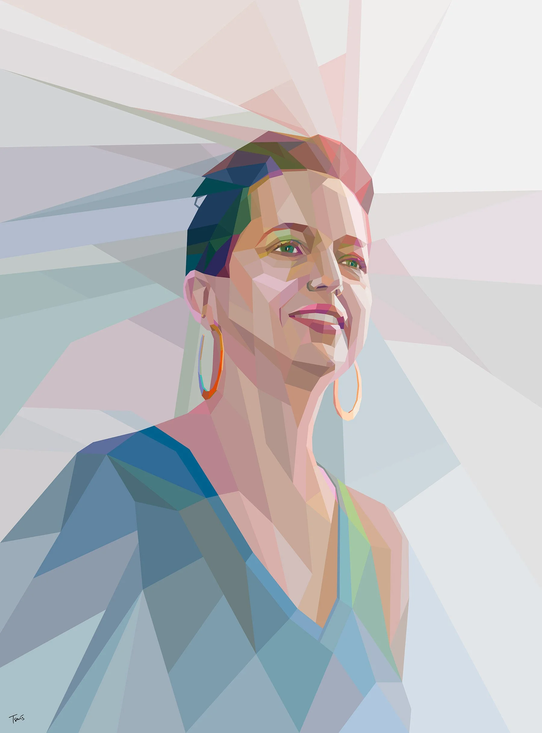 Barbara Blough neofuturistic portrait – breast cancer patient. Hope after Breast Cancer. Houston Methodist Hospital foundation magazine