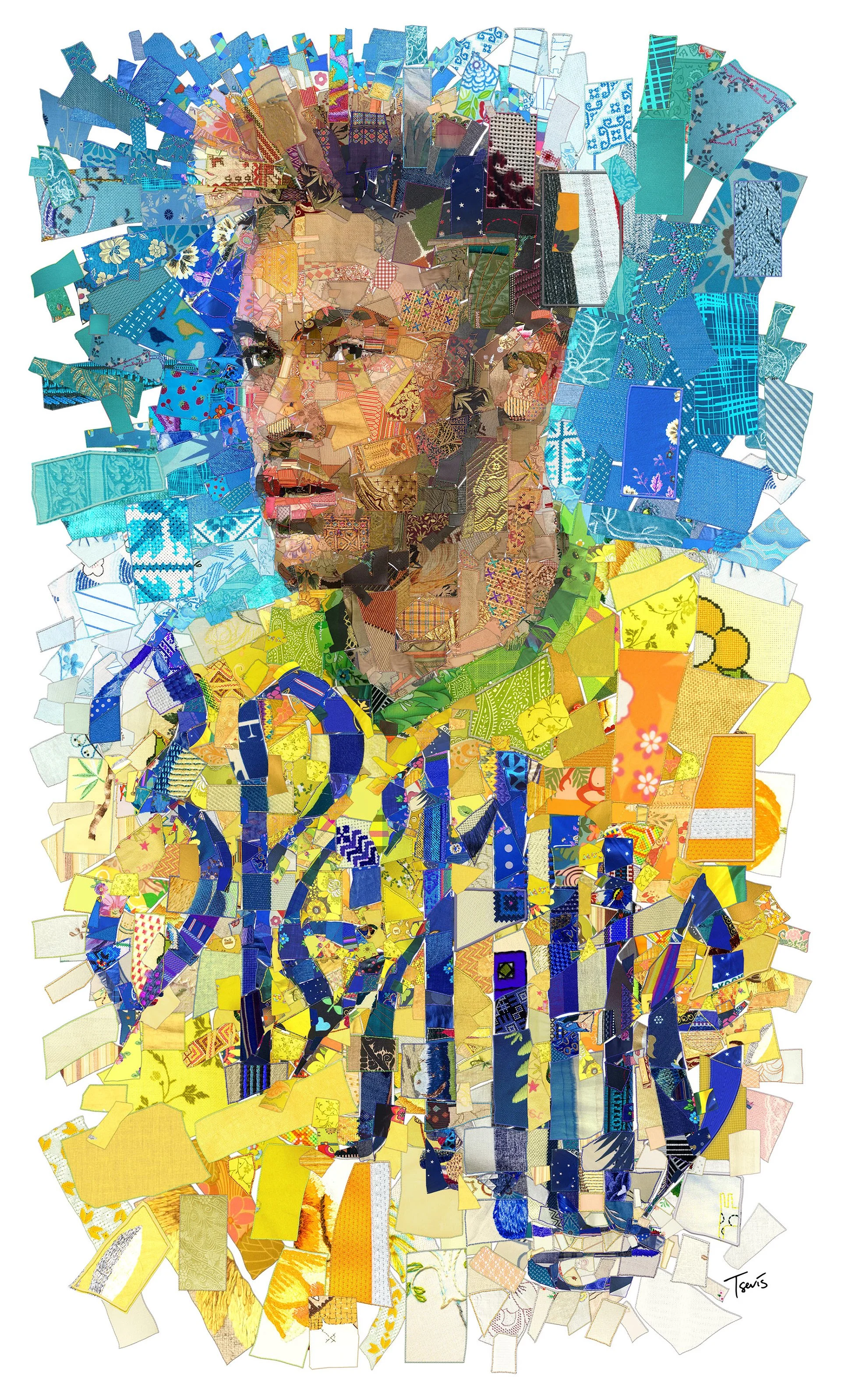Neymar Jr Brazil mosaic – patchwork portrait of spectacle. Quilting art with Cyrillic Зрелище. FIFA World Cup 2018.