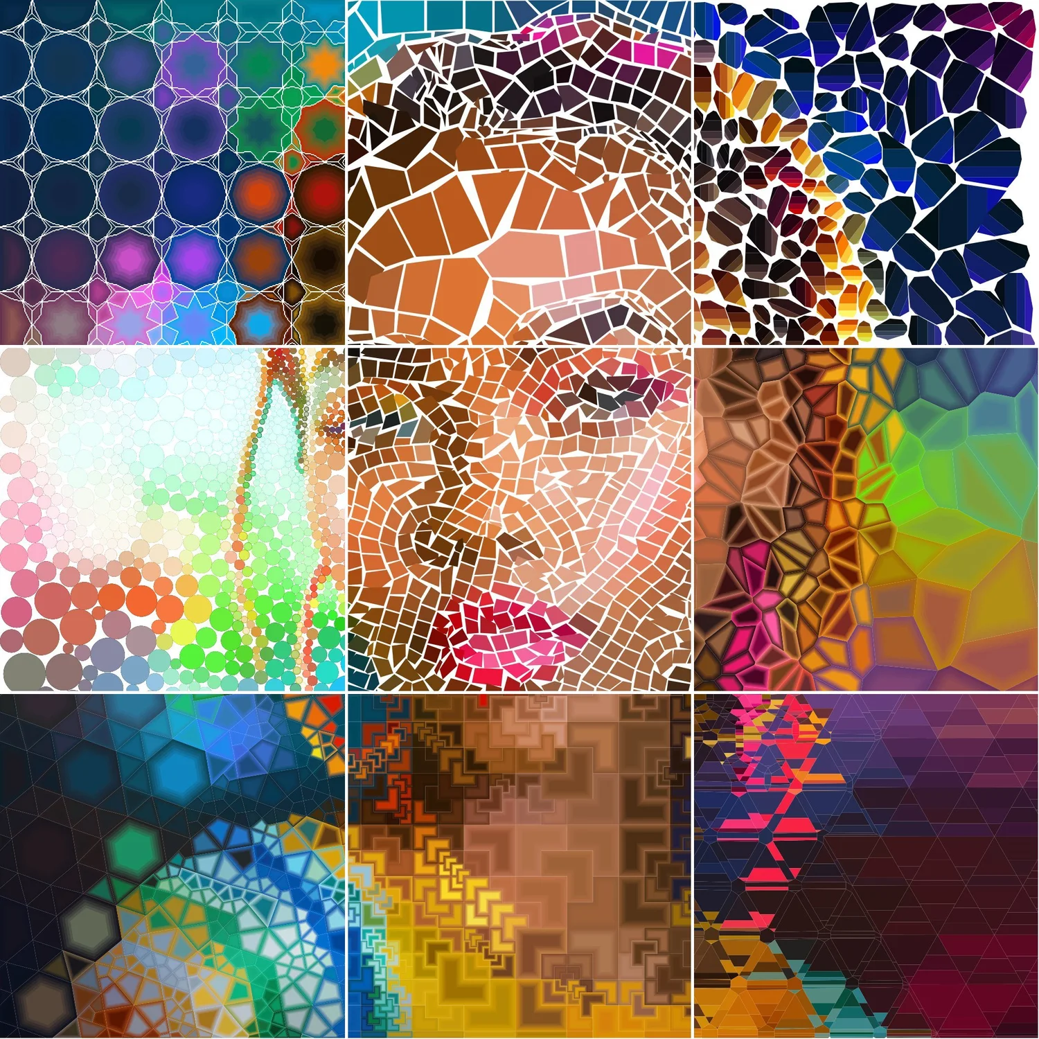 A portrait of the singer Tyla in nine squares, each built on a different CGMCreator grid