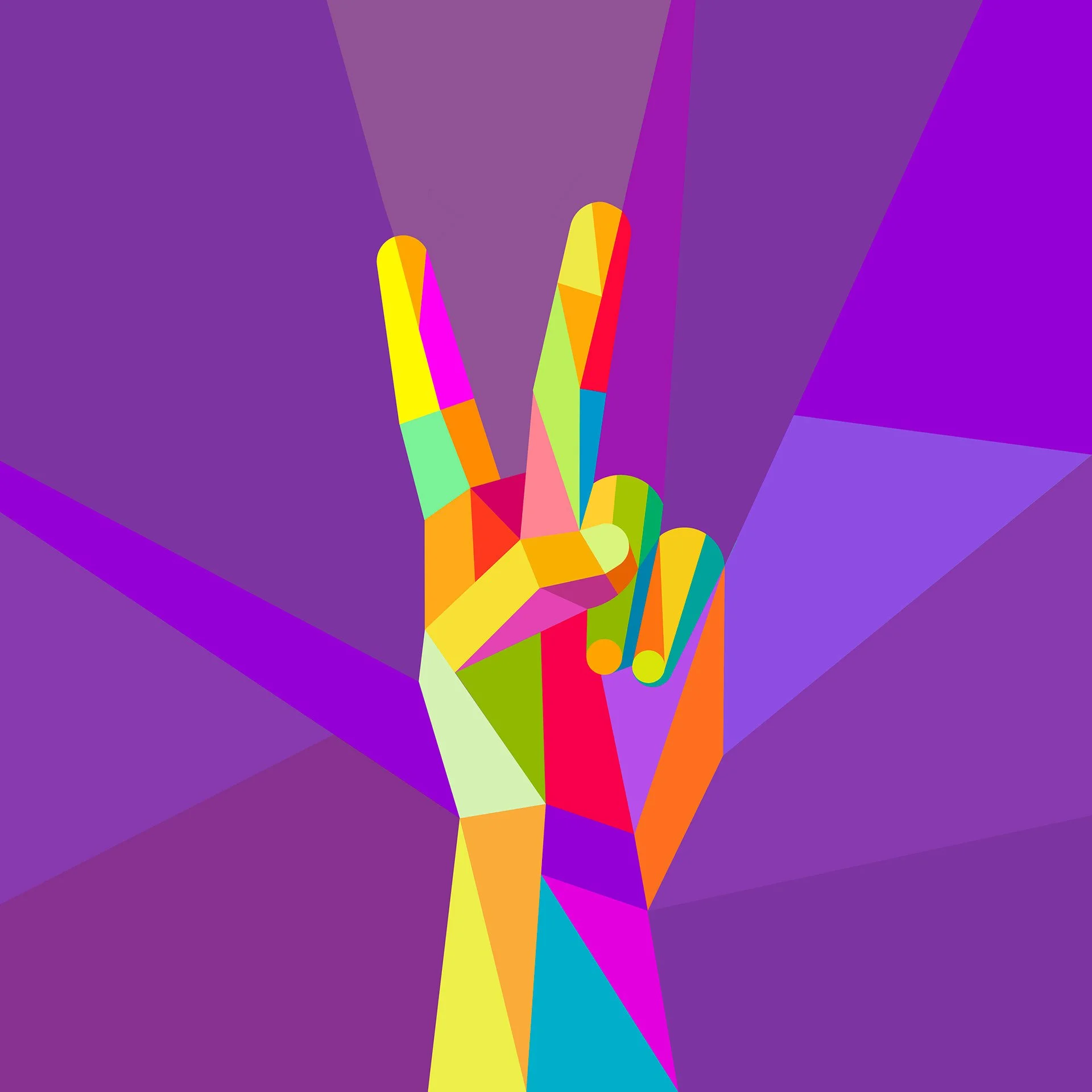The victory-peace sign, Neo futuristic illustration