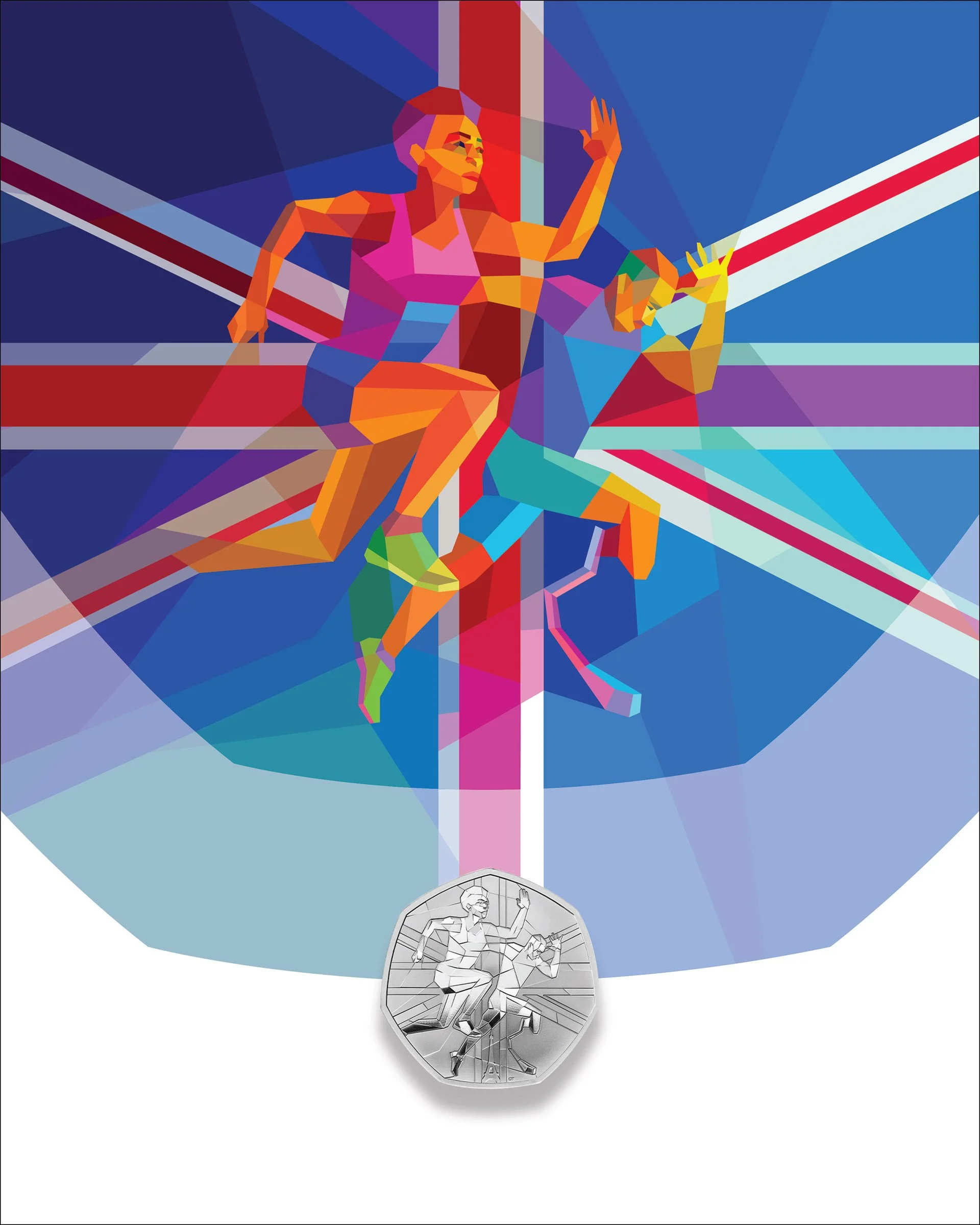 Olympics athlete illustration, a Coin for Paris 2024 Olympics by the Royal Mint
