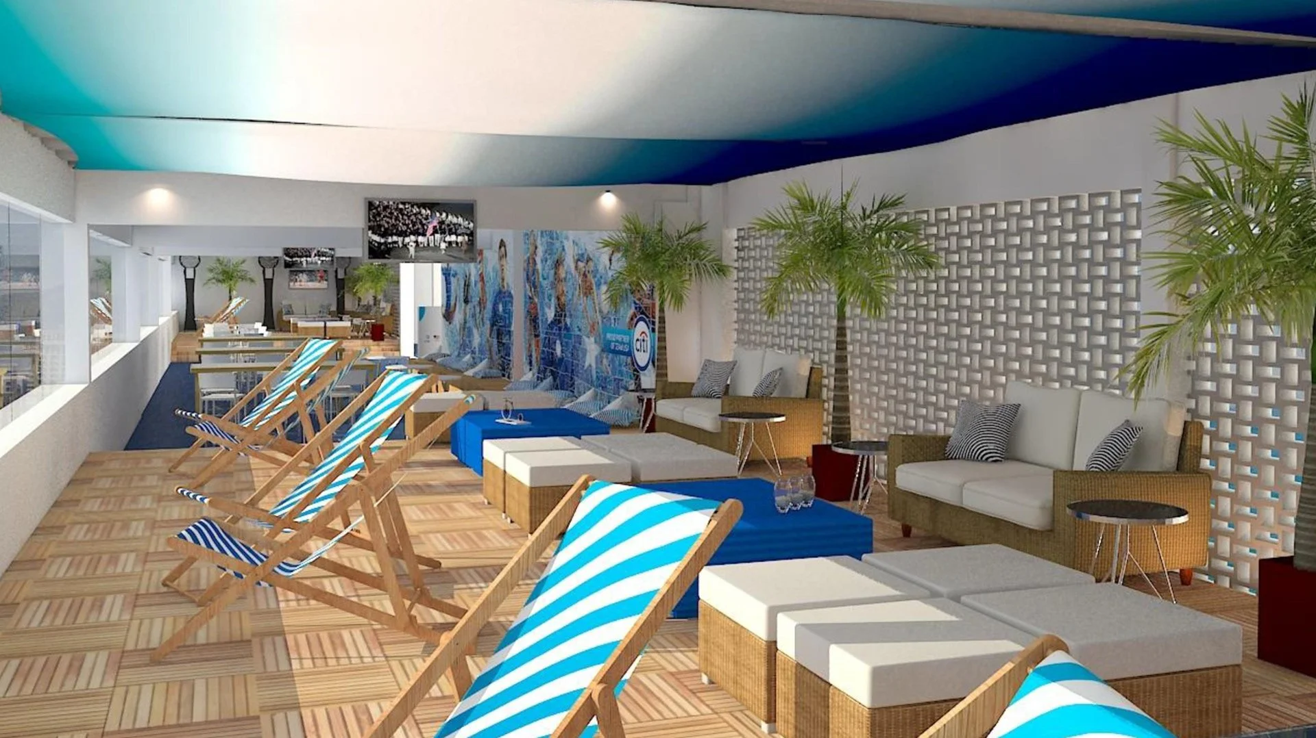 Collage art wallpaper decorates Rio's Olympic venue
