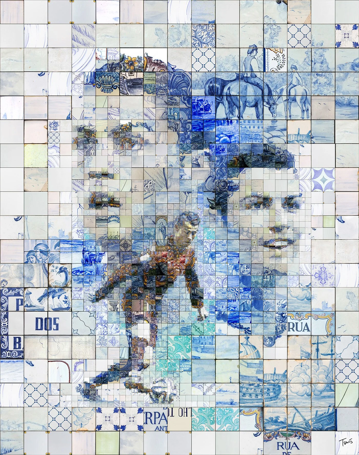 Cristiano Ronaldo azulejo mosaic portrait.