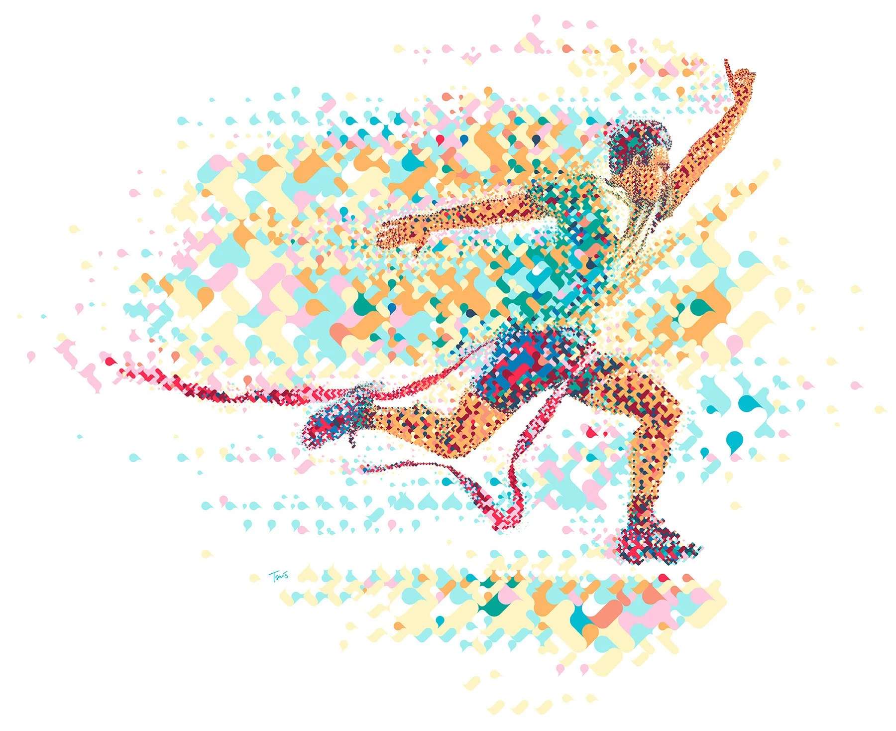 Winning athlete victory mosaic