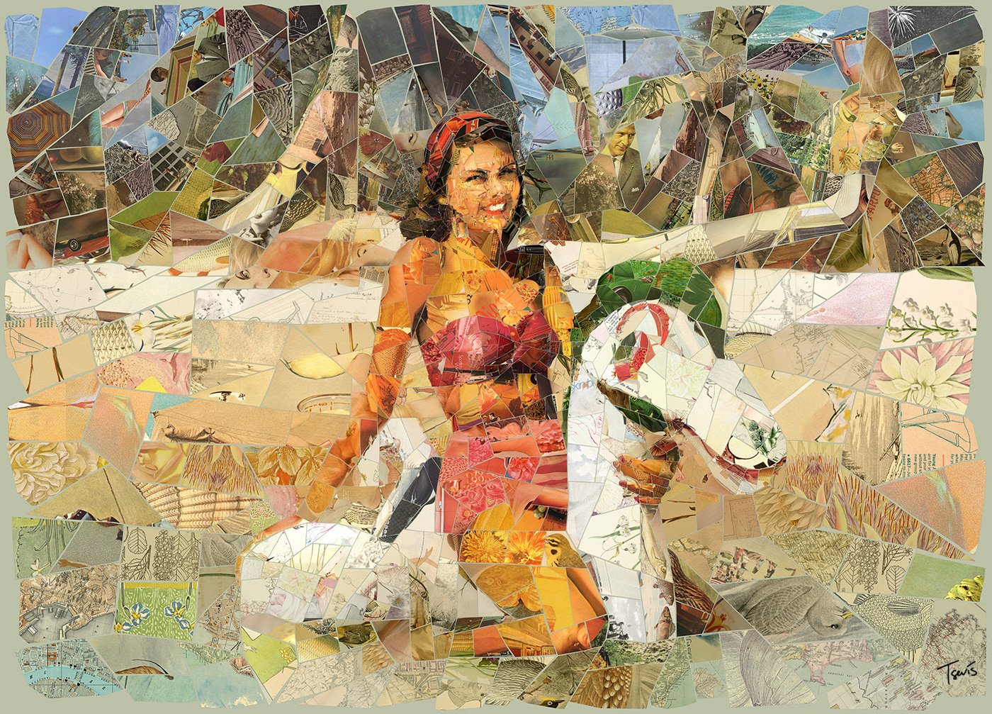 Memory of lost safety standards era. Mosaic art prints