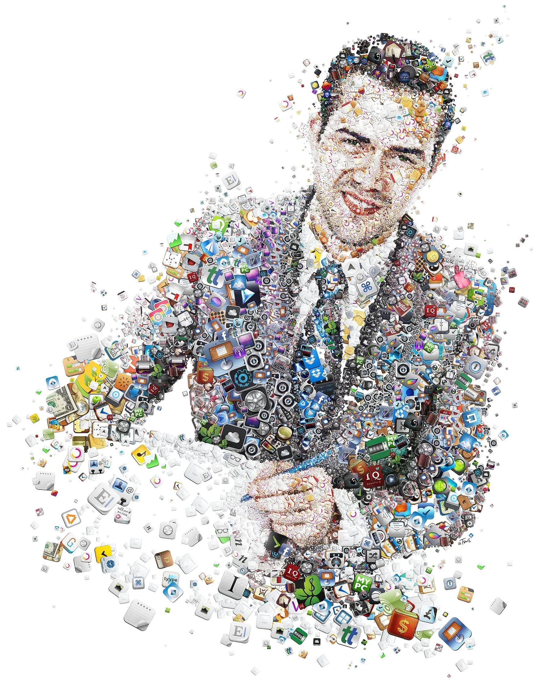 Financial advisor mosaic made from apps icons as tesserae.