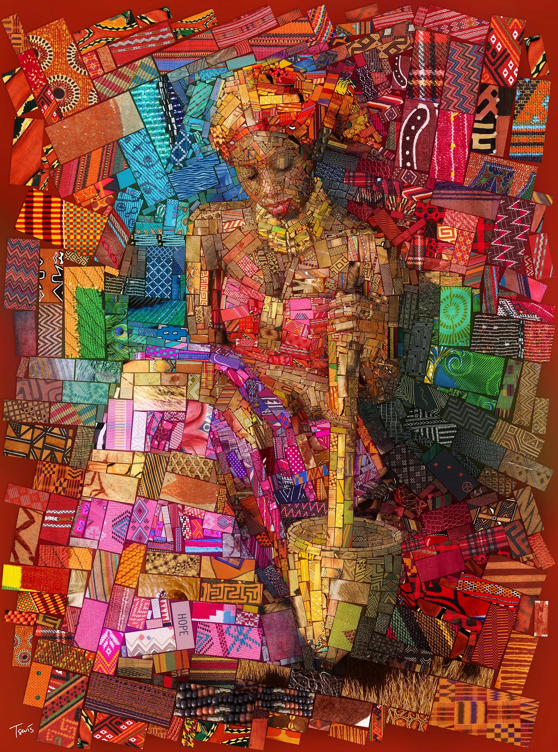 Pap lady, African culture tribute, digital mosaic art