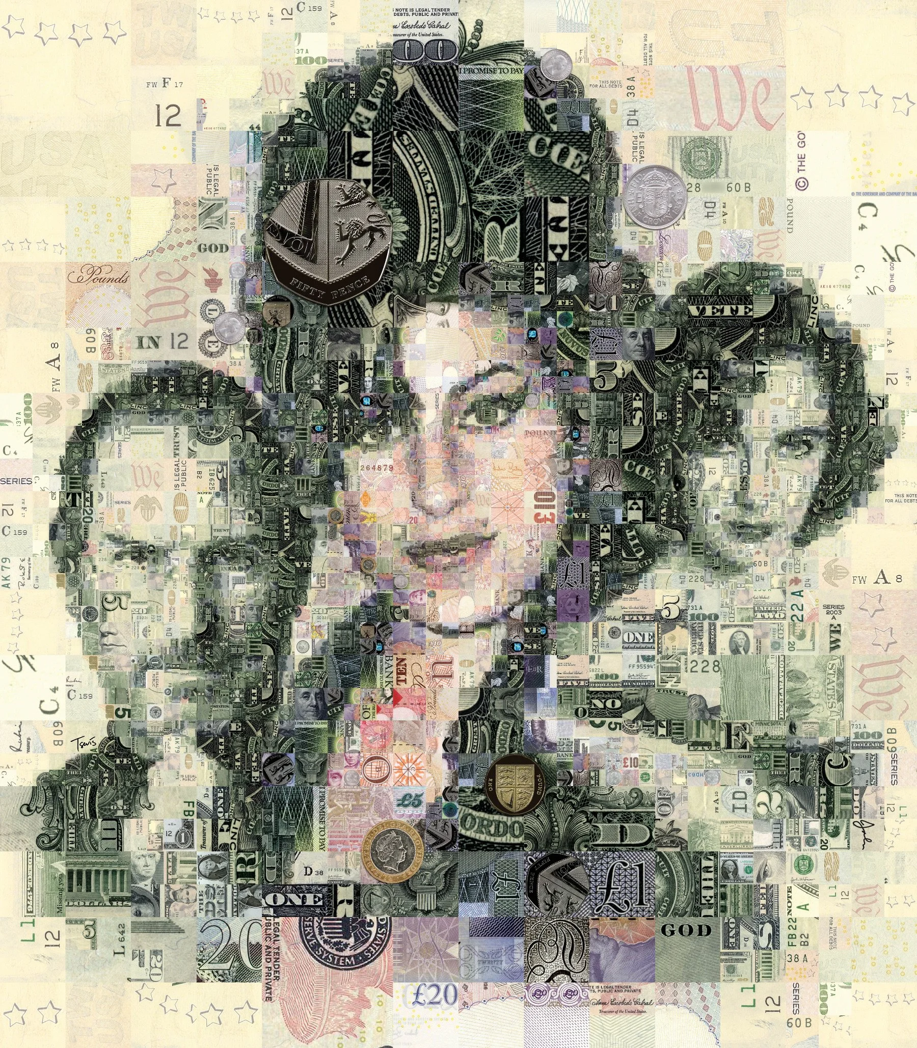 Steve Jobs, Amy Winehouse, and Elizabeth Taylor dollar mosaic