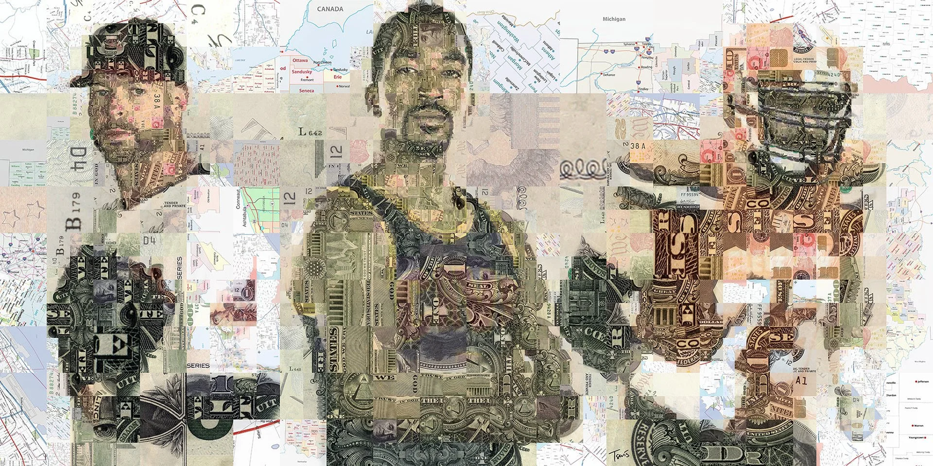 Mosaic from money and Ohio geography.