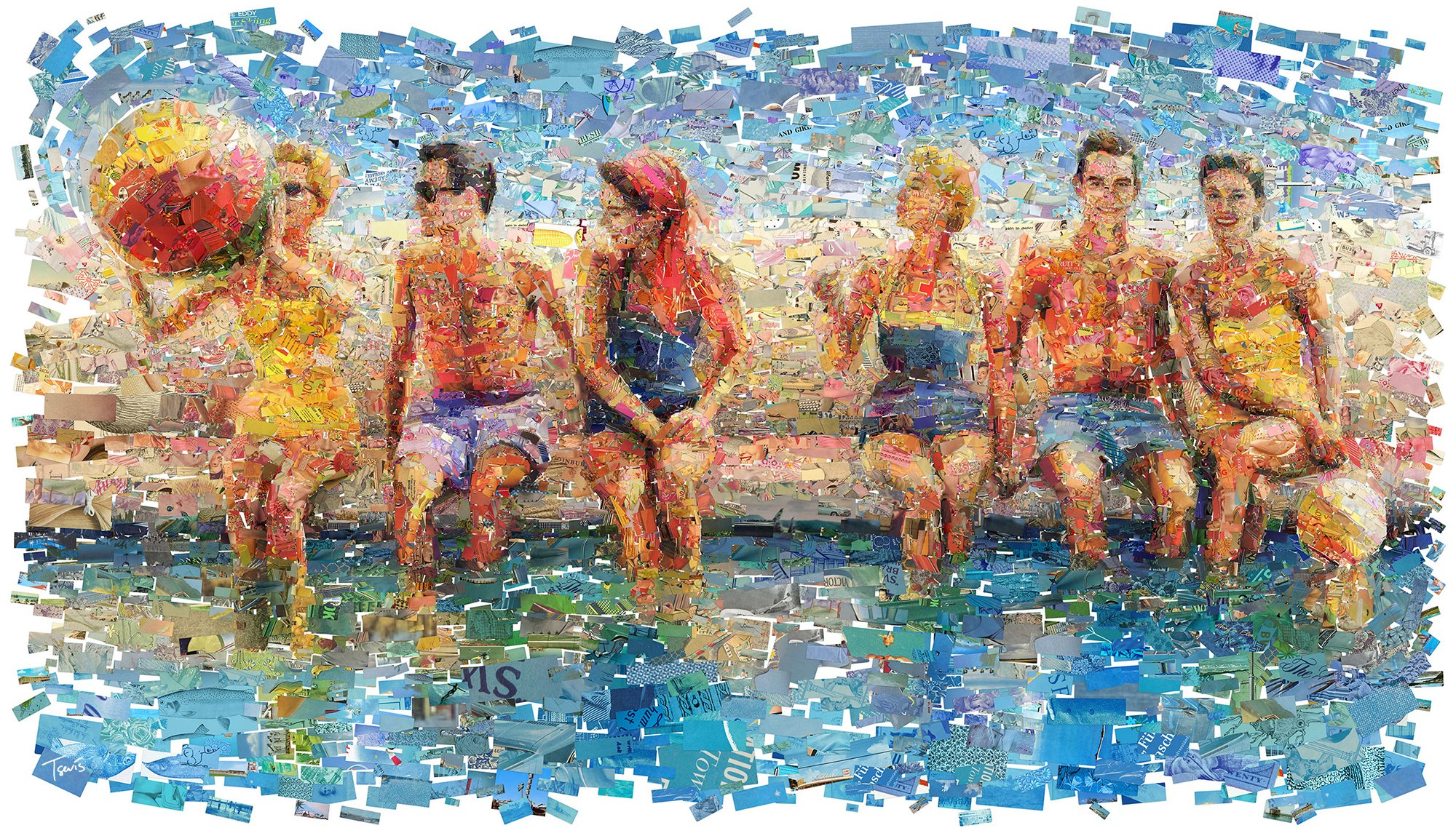 By the Pool – Vintage Summer Mosaic Wall Art