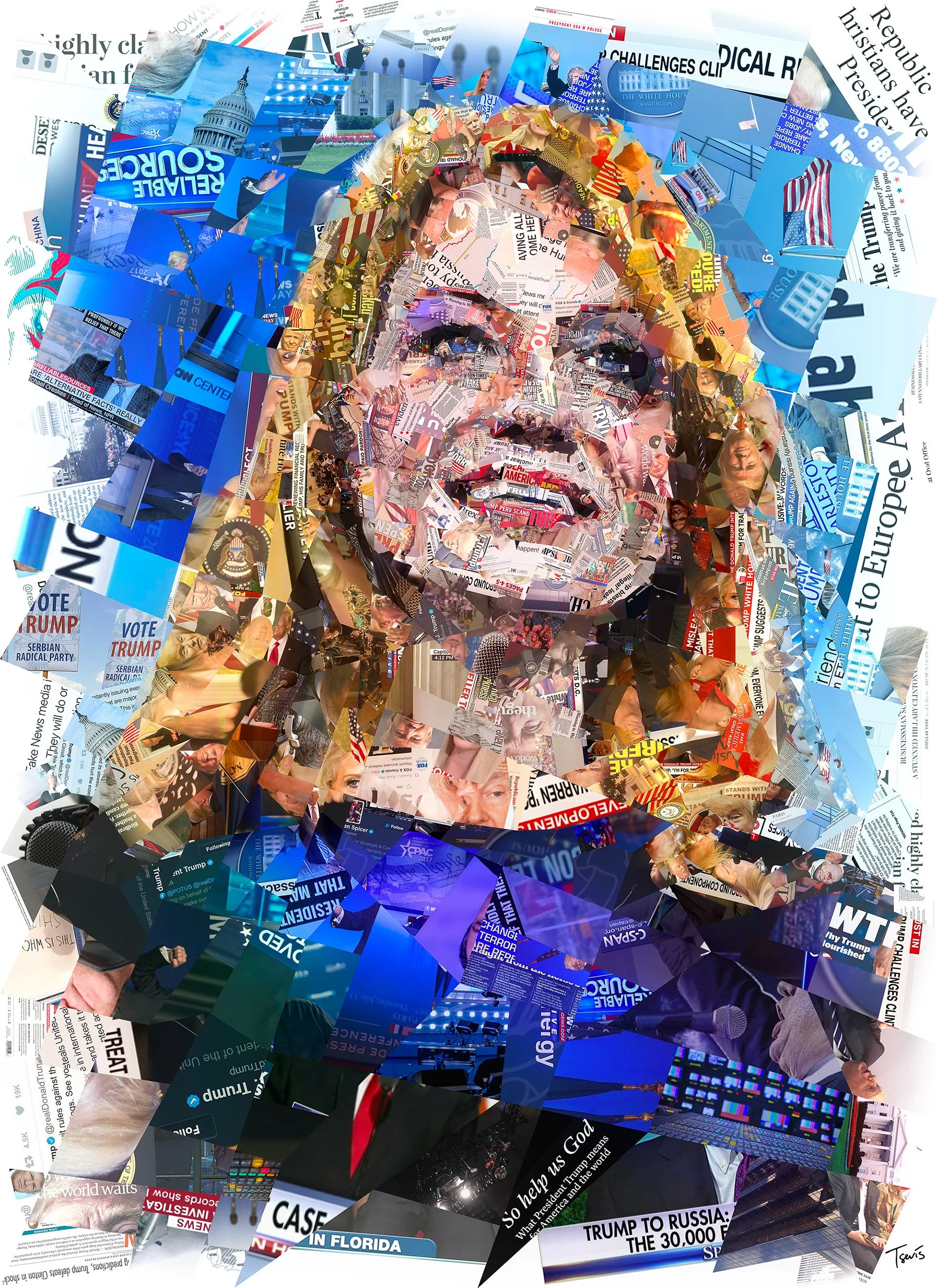 Kellyanne Conway mosaic portrait for newspaper de Volkskrant
