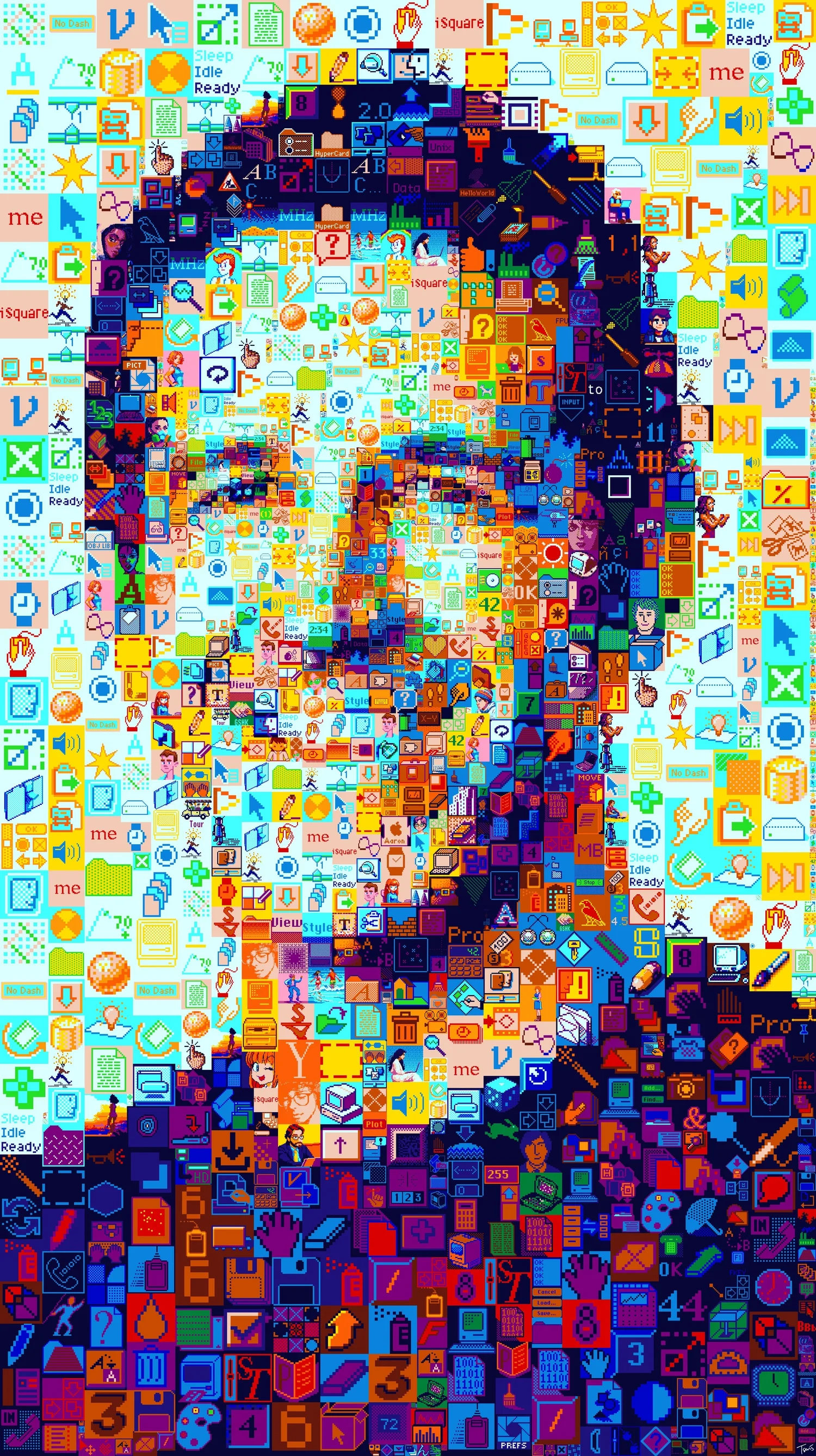 John Ternus mosaic portrait assembled from pixel icons
