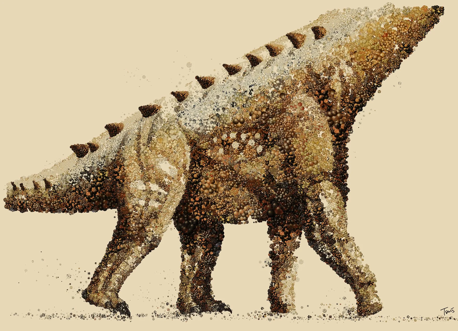 The dinosaur Digital mosaic made of Chemical Codebreakers and Signatures from the Past