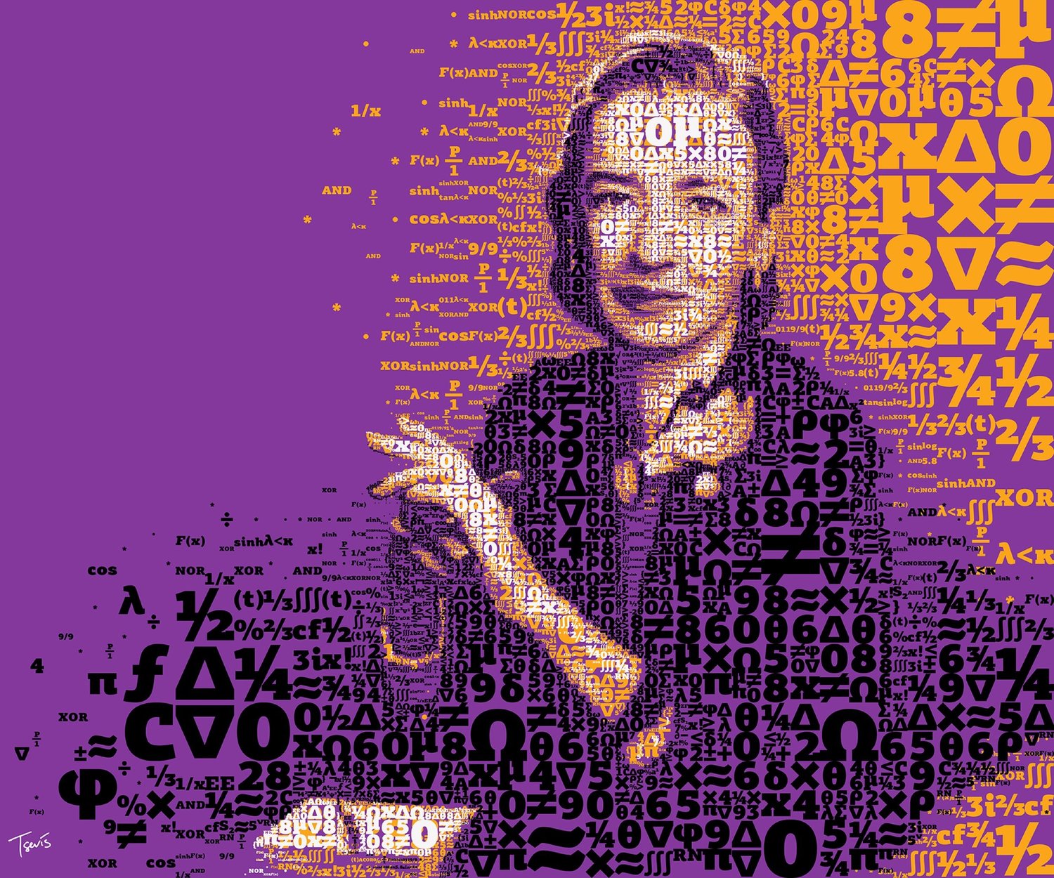 Mosaic portrait of the great computer scientist and US Navy officer Grace Hopper