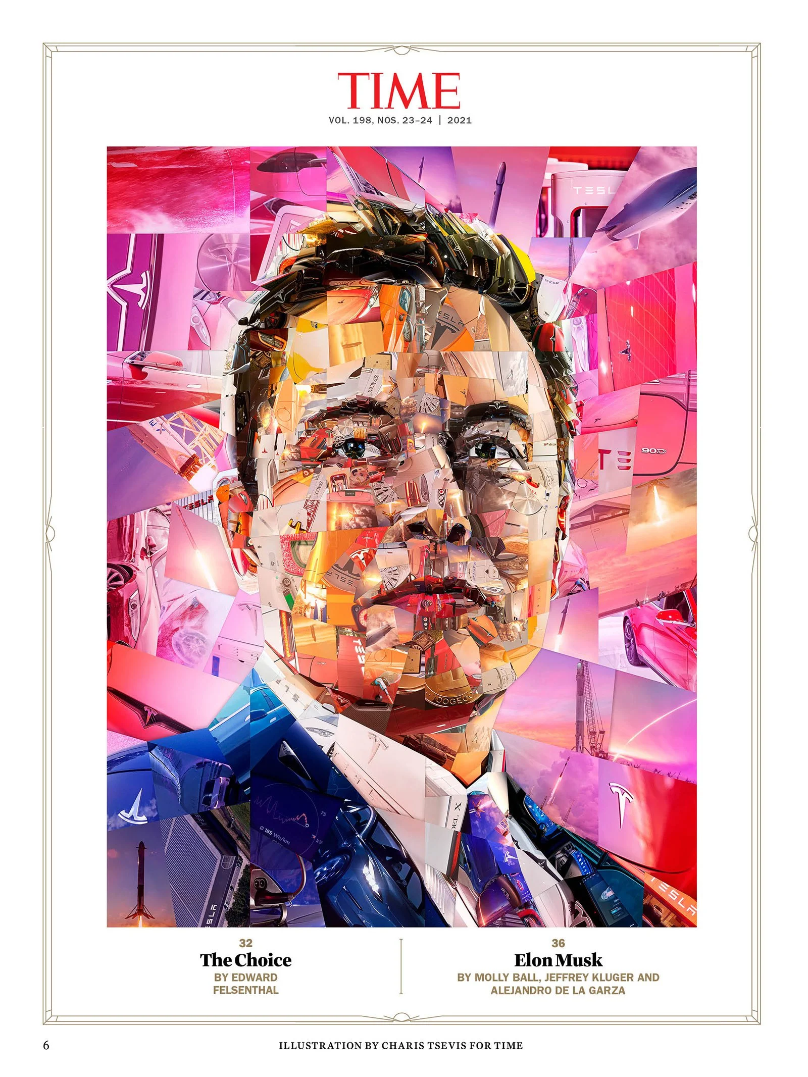 Time editorial illustration for cover design, man of the year Elon Musk